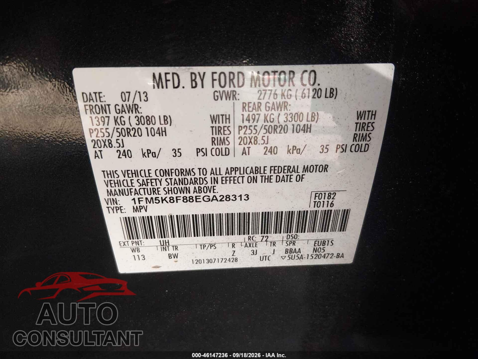 FORD EXPLORER 2014 - 1FM5K8F88EGA28313