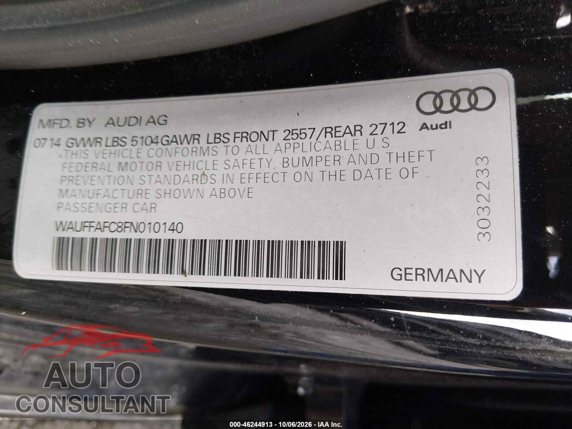 AUDI A6 2015 - WAUFFAFC8FN010140