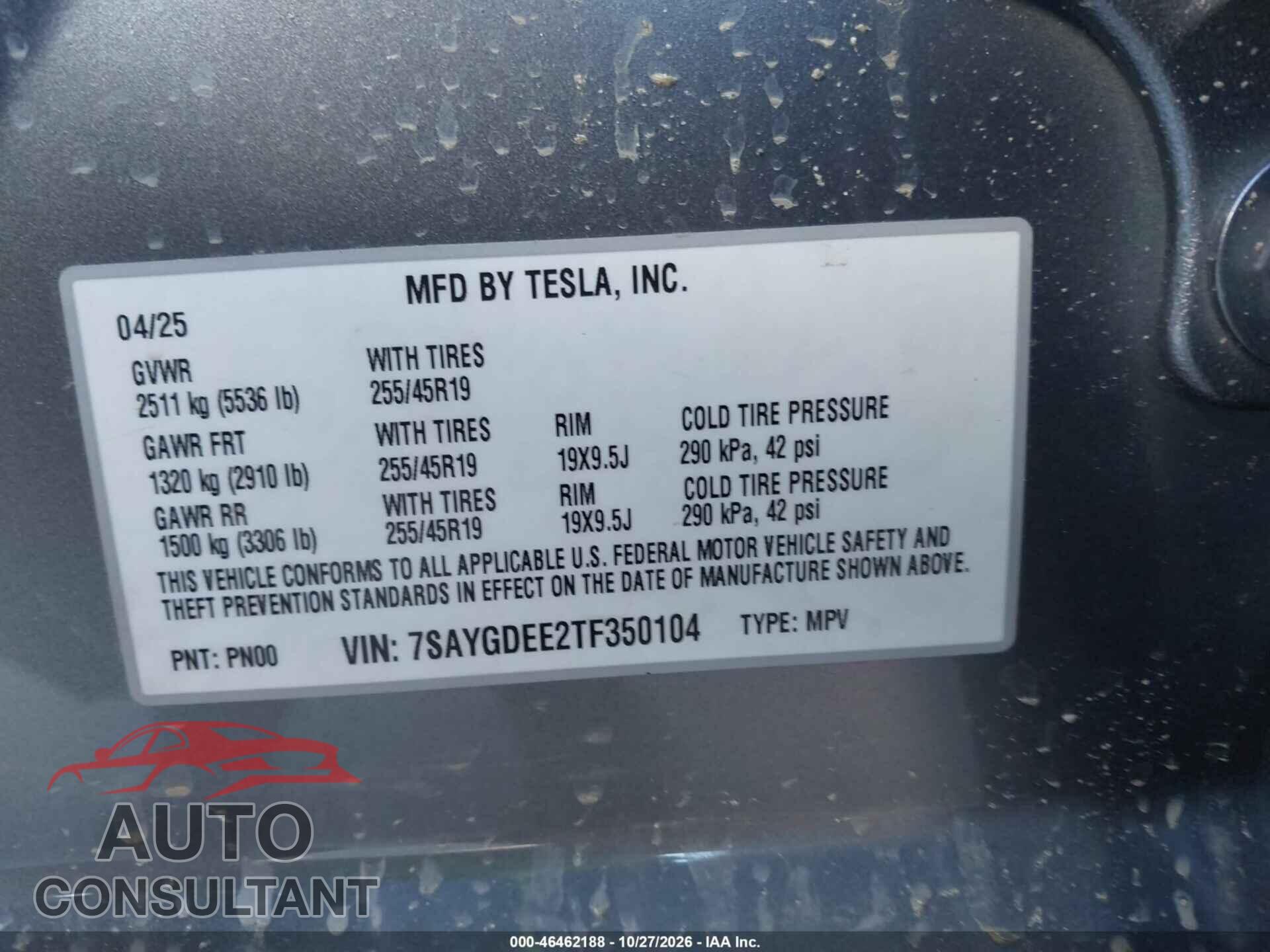 TESLA MODEL Y 2026 - 7SAYGDEE2TF350104