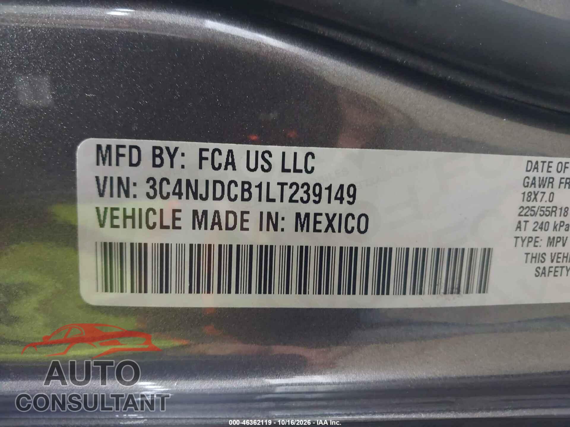 JEEP COMPASS 2020 - 3C4NJDCB1LT239149