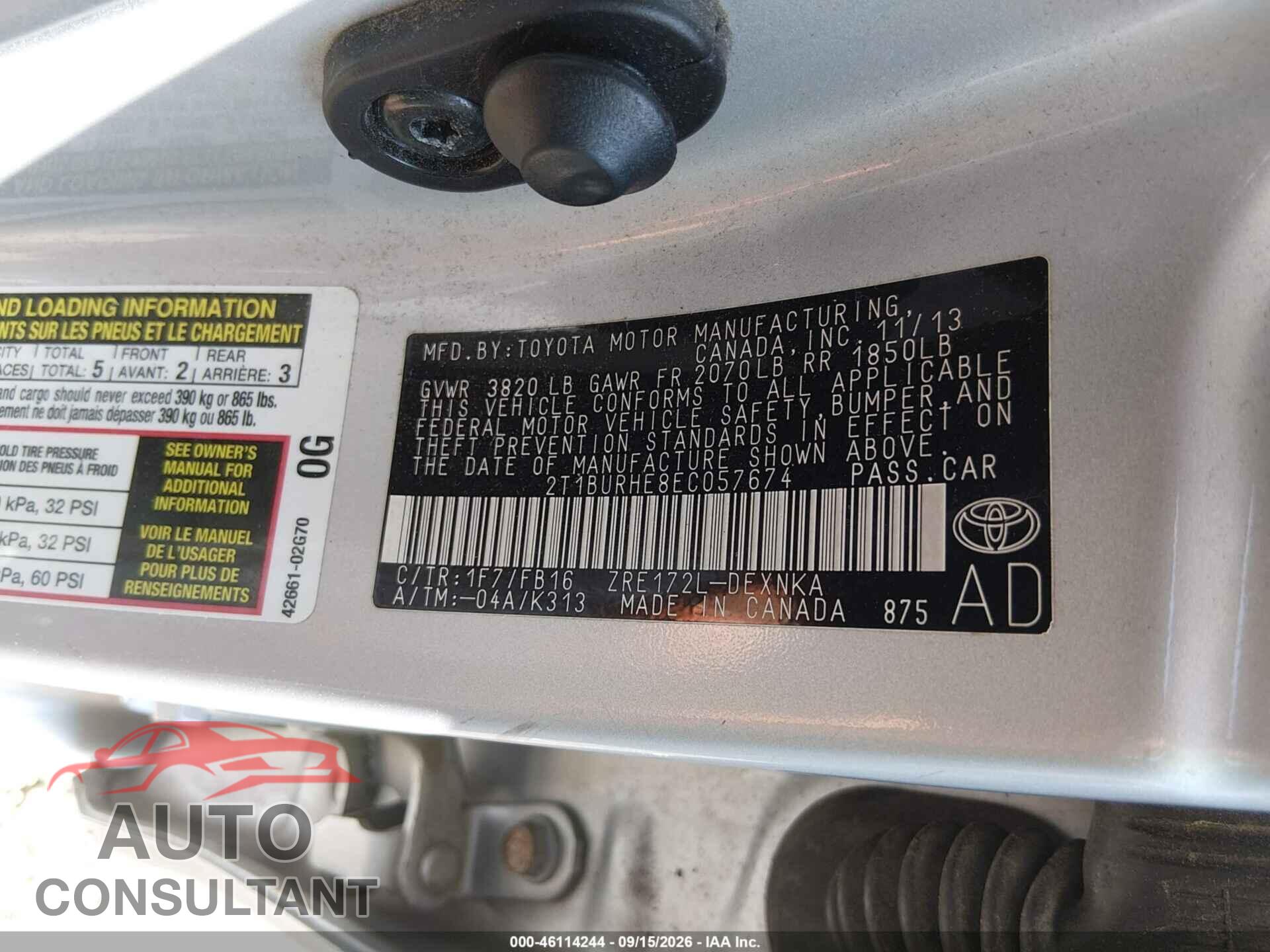 TOYOTA COROLLA 2014 - 2T1BURHE8EC057674
