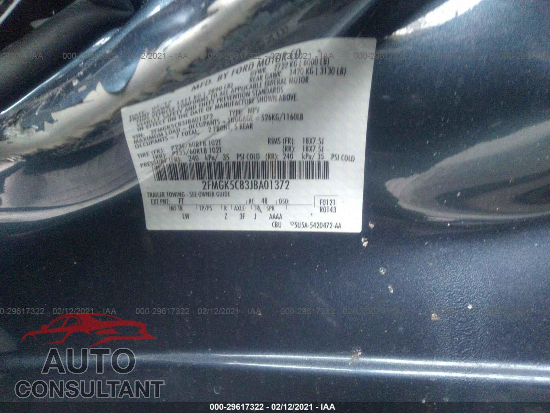 FORD FLEX 2018 - 2FMGK5C83JBA01372