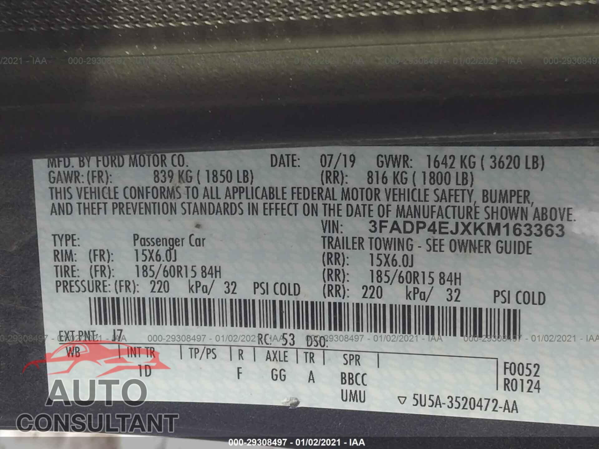 FORD FIESTA 2019 - 3FADP4EJXKM163363