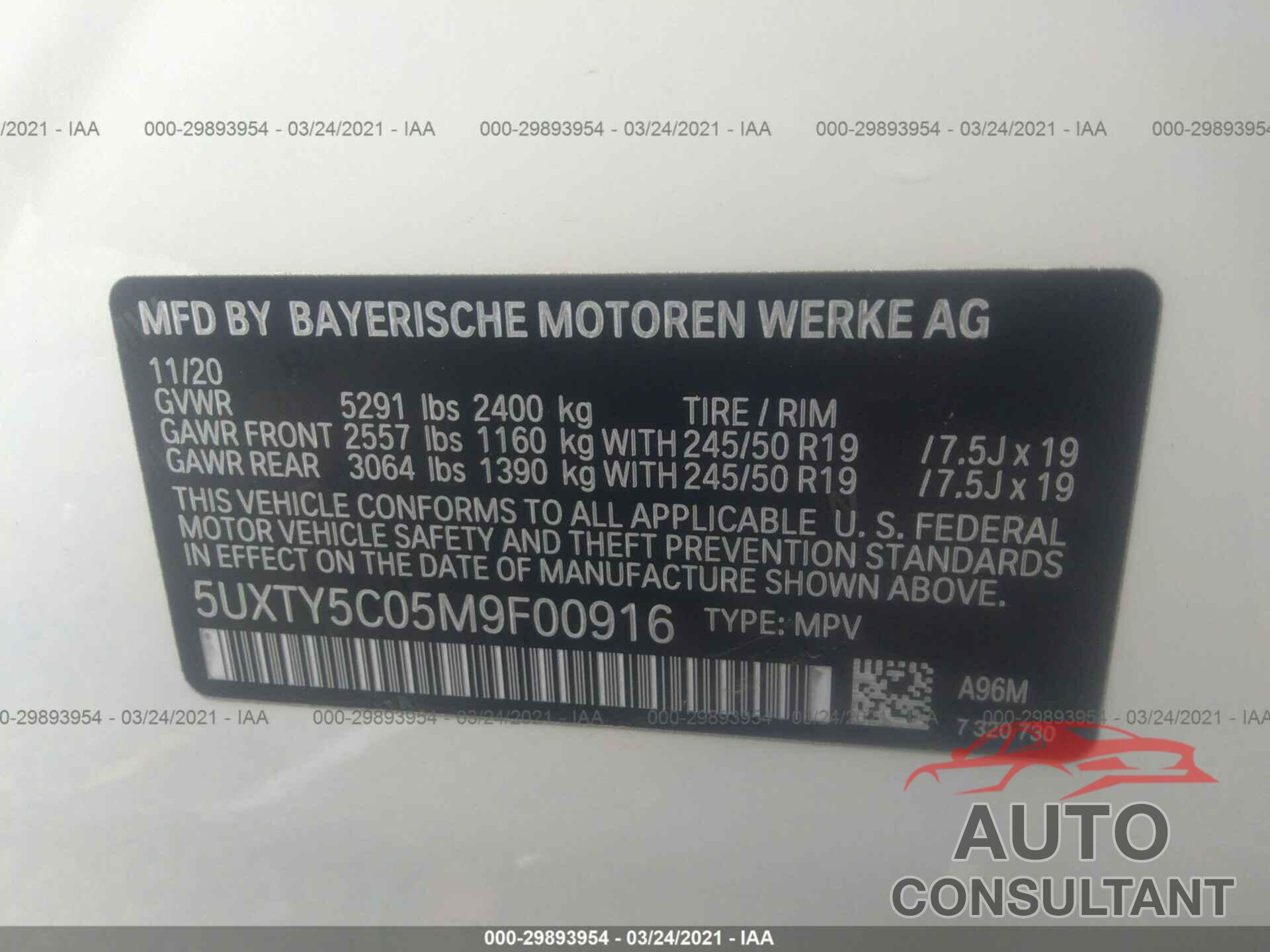 BMW X3 2021 - 5UXTY5C05M9F00916