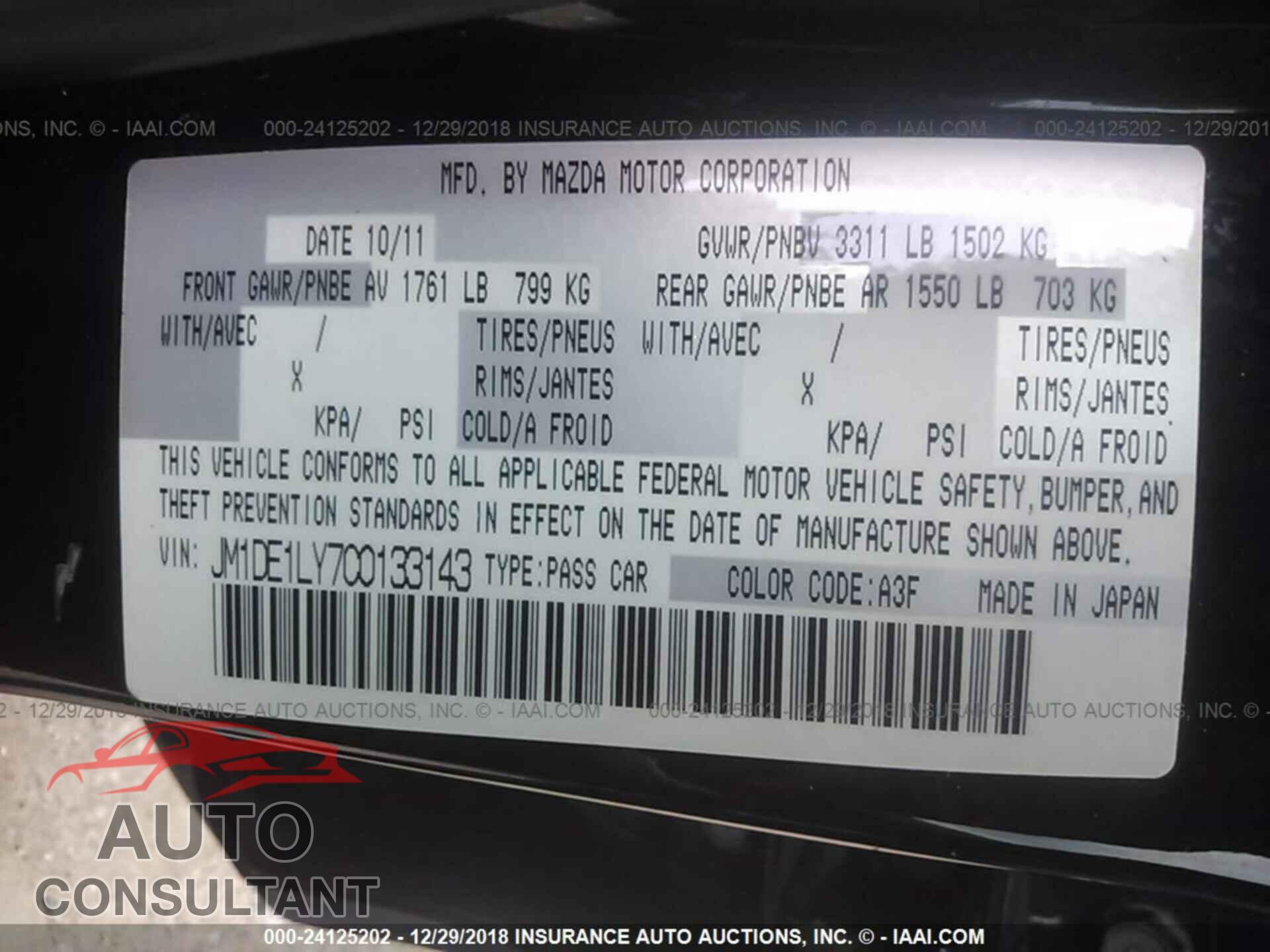 MAZDA MAZDA2 2012 - JM1DE1LY7C0133143