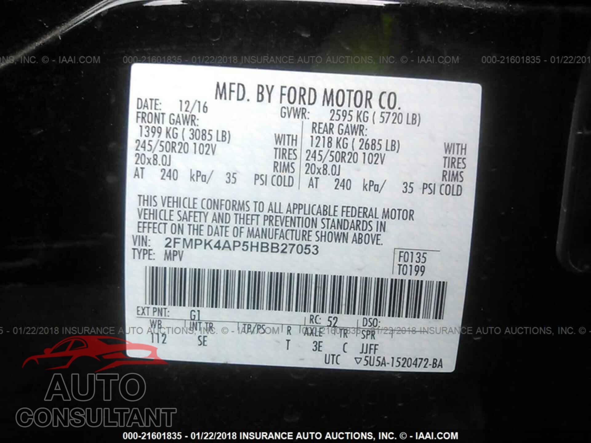 Ford Edge 2017 - 2FMPK4AP5HBB27053