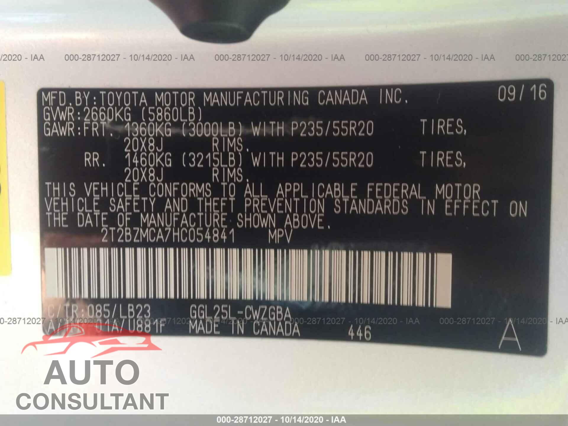 LEXUS RX 2017 - 2T2BZMCA7HC054841