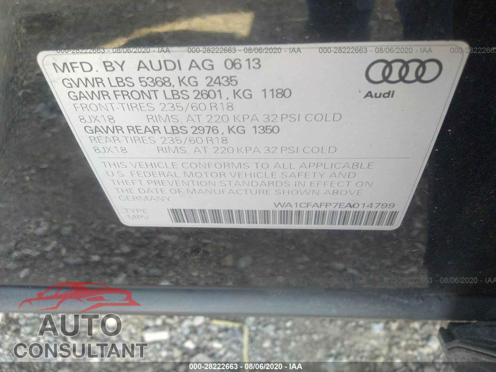 AUDI Q5 2014 - WA1CFAFP7EA014799