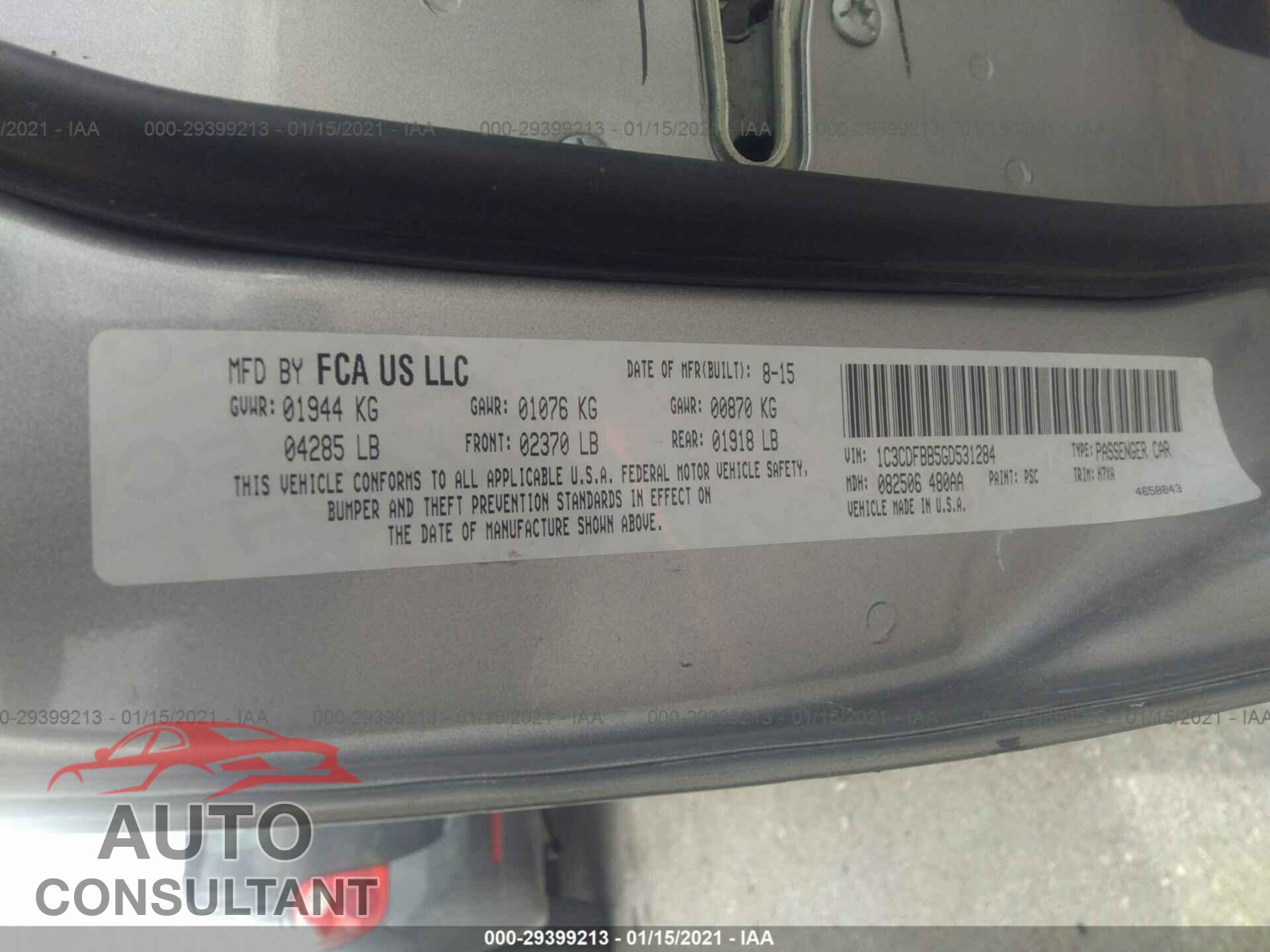 DODGE DART 2016 - 1C3CDFBB5GD531284