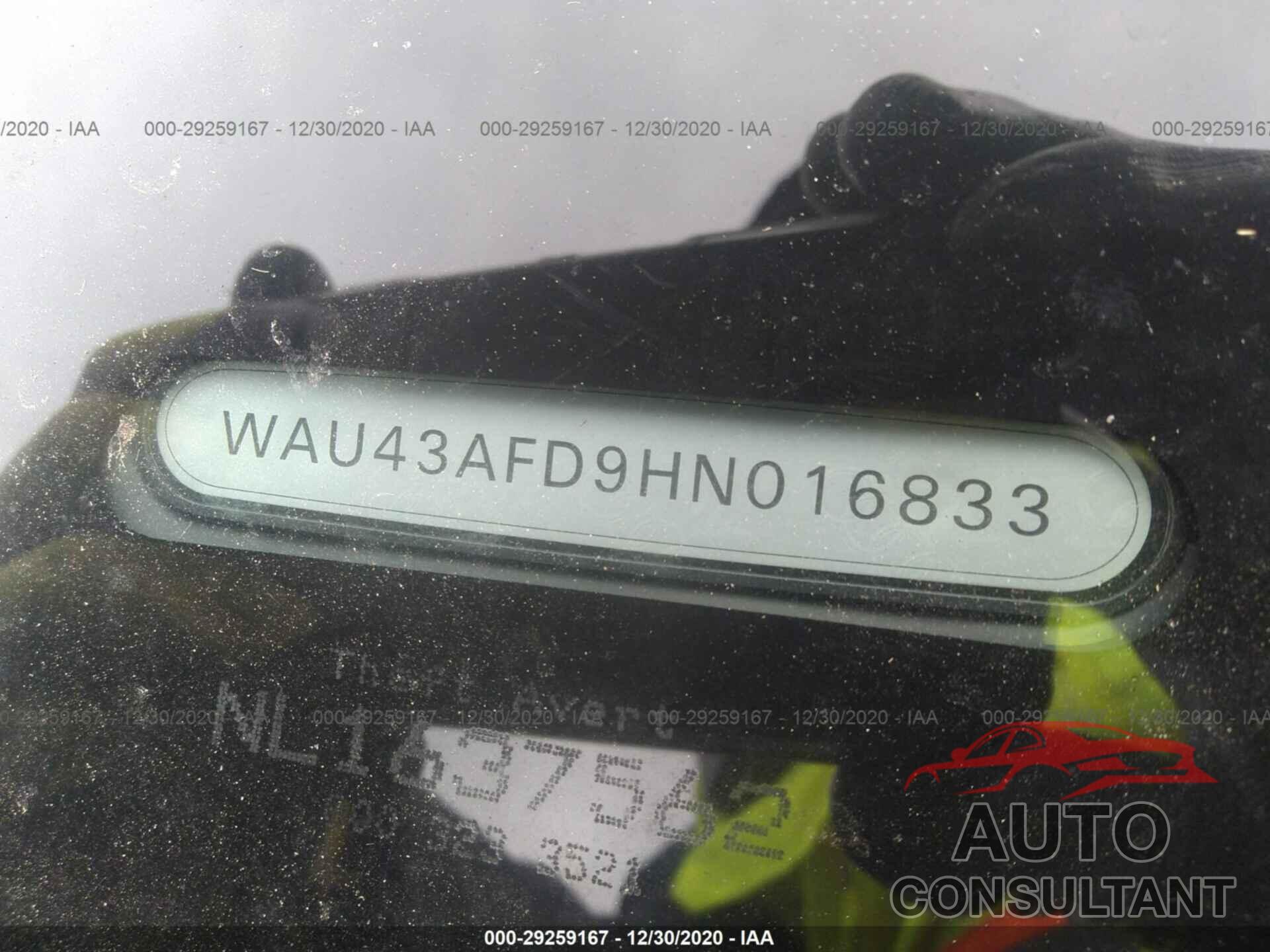AUDI A8 L 2017 - WAU43AFD9HN016833