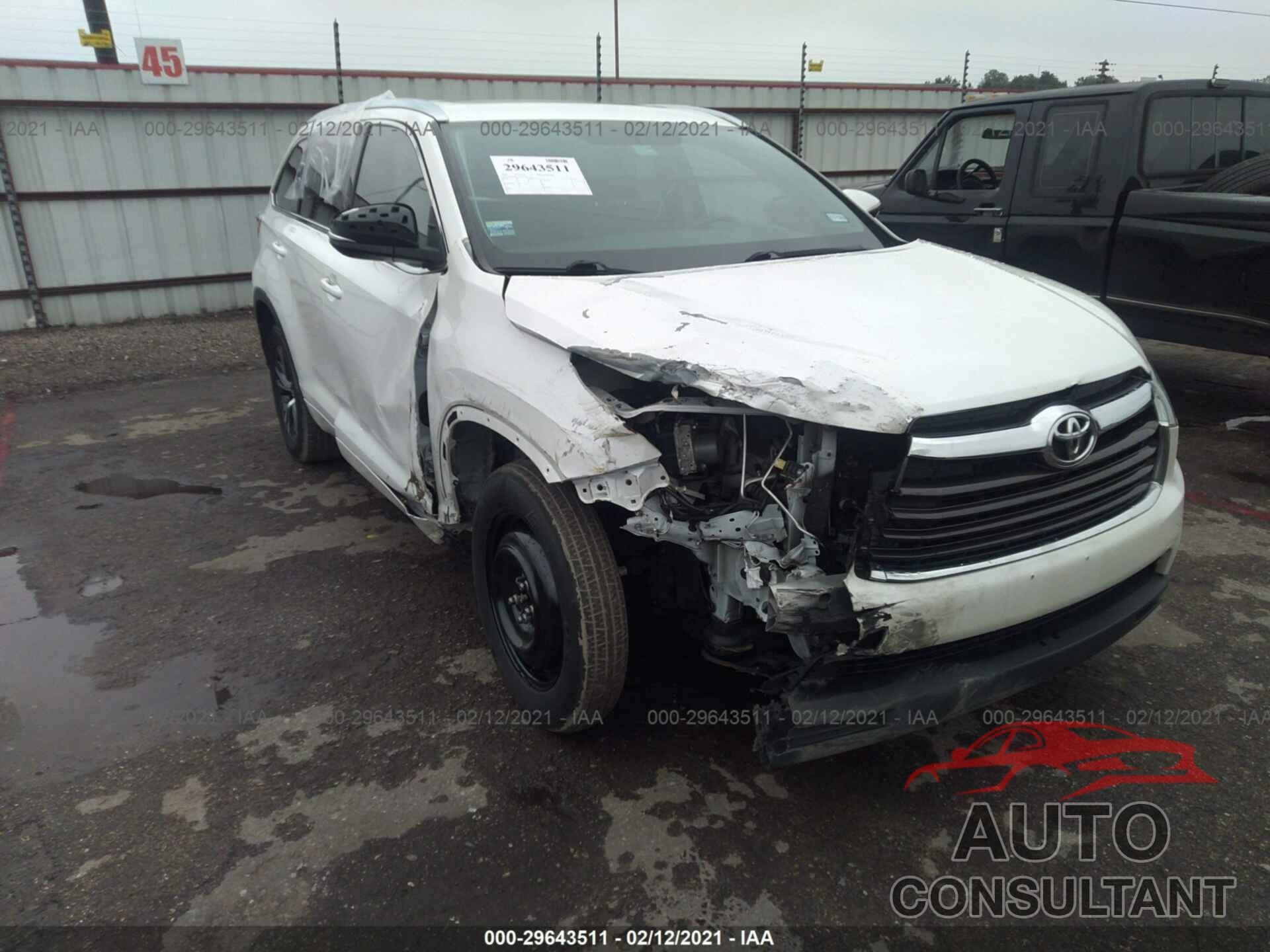 TOYOTA HIGHLANDER 2016 - 5TDKKRFH5GS164260