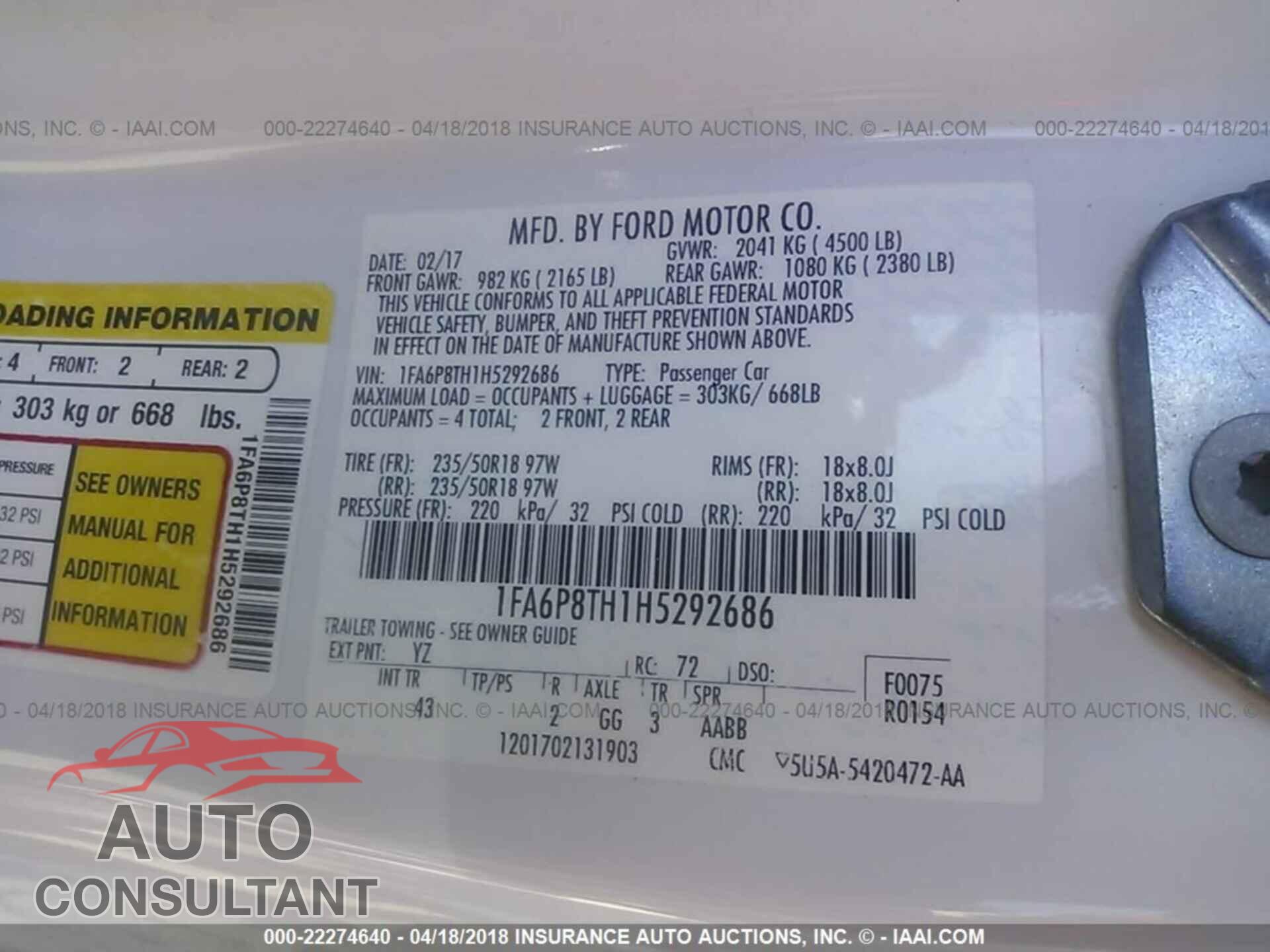 Ford Mustang 2017 - 1FA6P8TH1H5292686