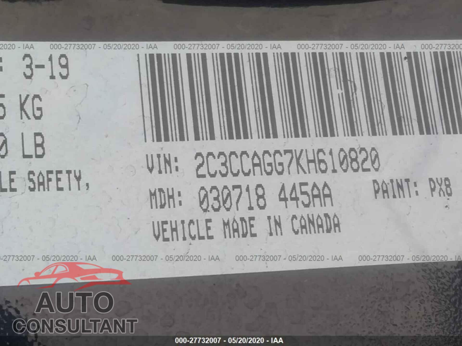 CHRYSLER 300 2019 - 2C3CCAGG7KH610820
