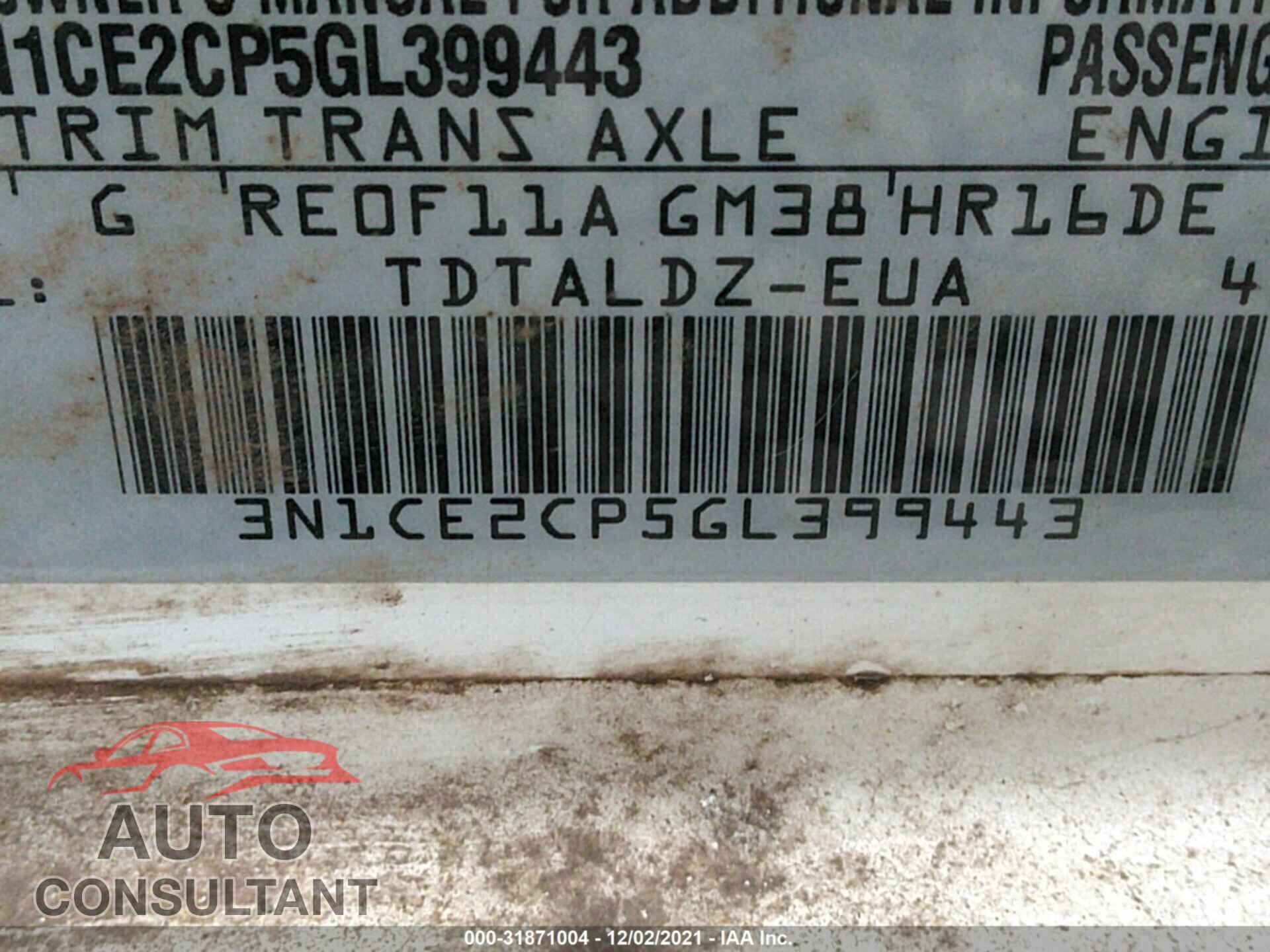 NISSAN VERSA NOTE 2016 - 3N1CE2CP5GL399443