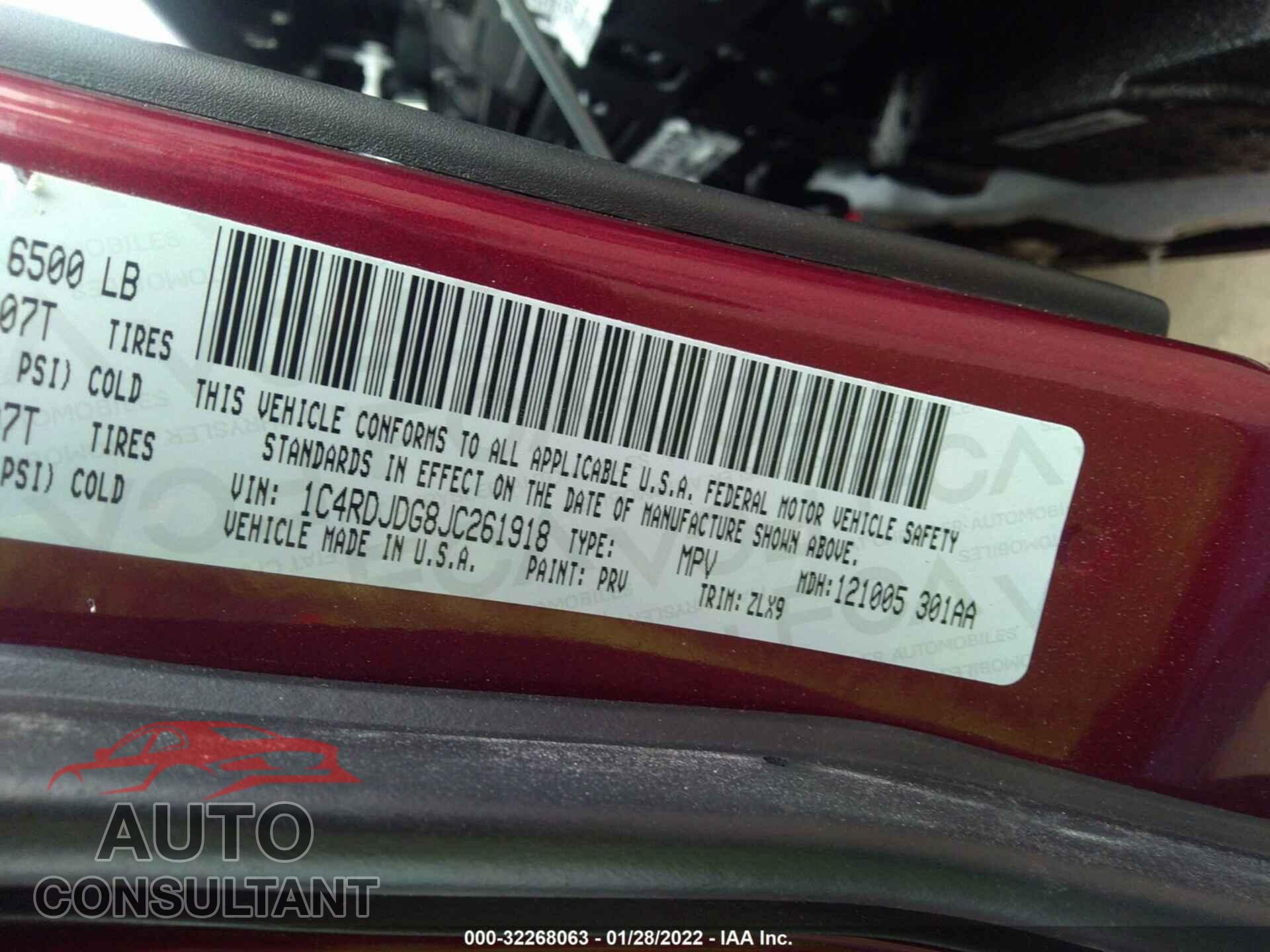 DODGE DURANGO 2018 - 1C4RDJDG8JC261918
