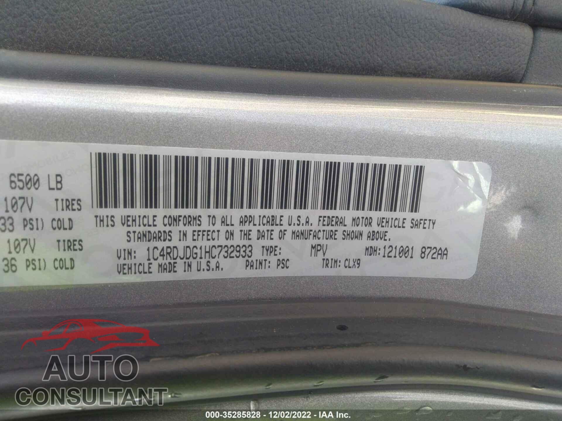 DODGE DURANGO 2017 - 1C4RDJDG1HC732933