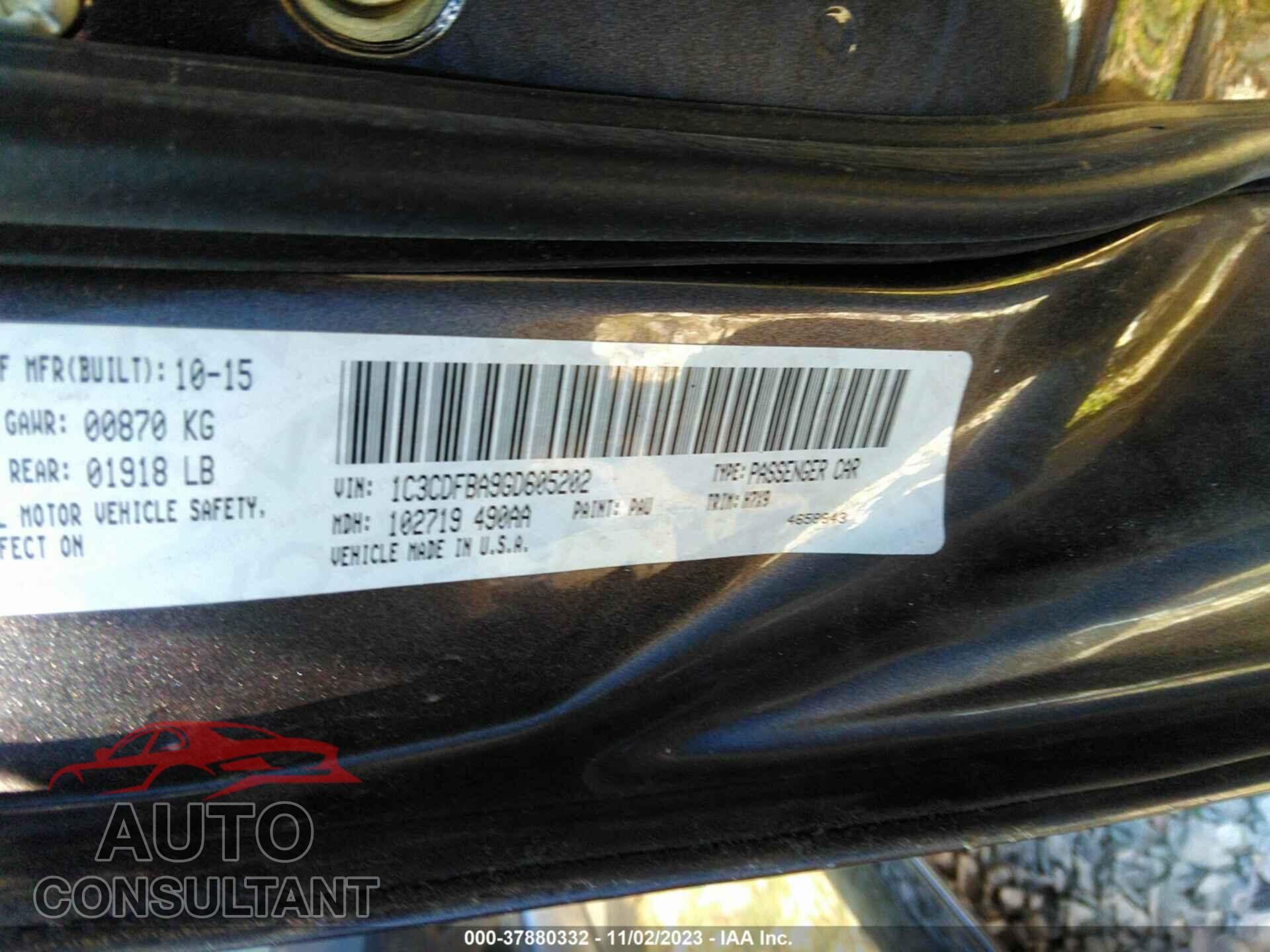 DODGE DART 2016 - 1C3CDFBA9GD605202