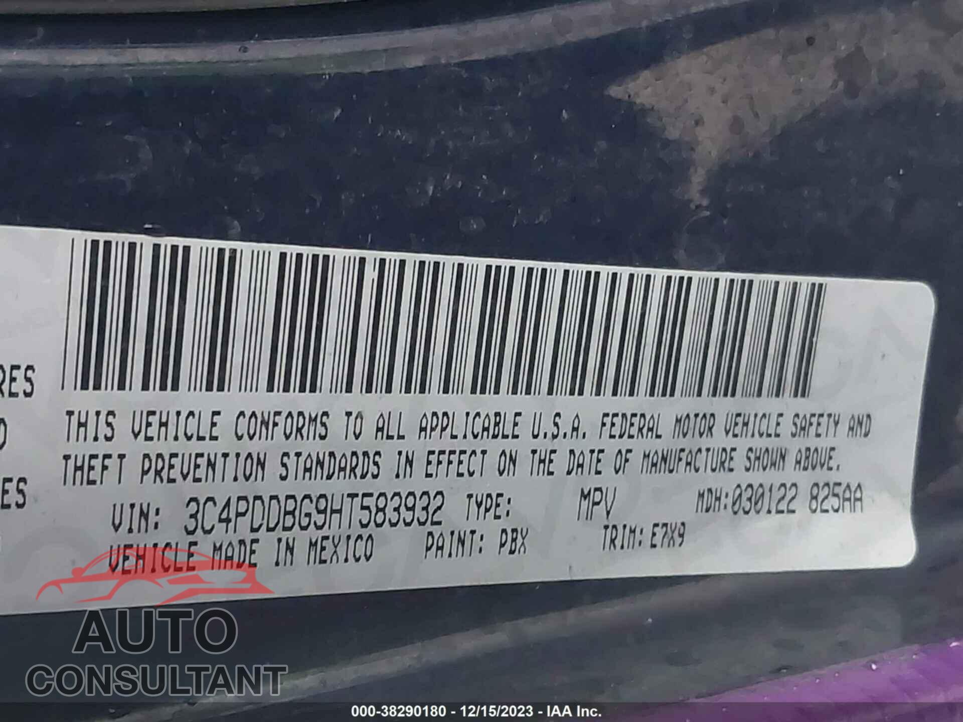 DODGE JOURNEY 2017 - 3C4PDDBG9HT583932
