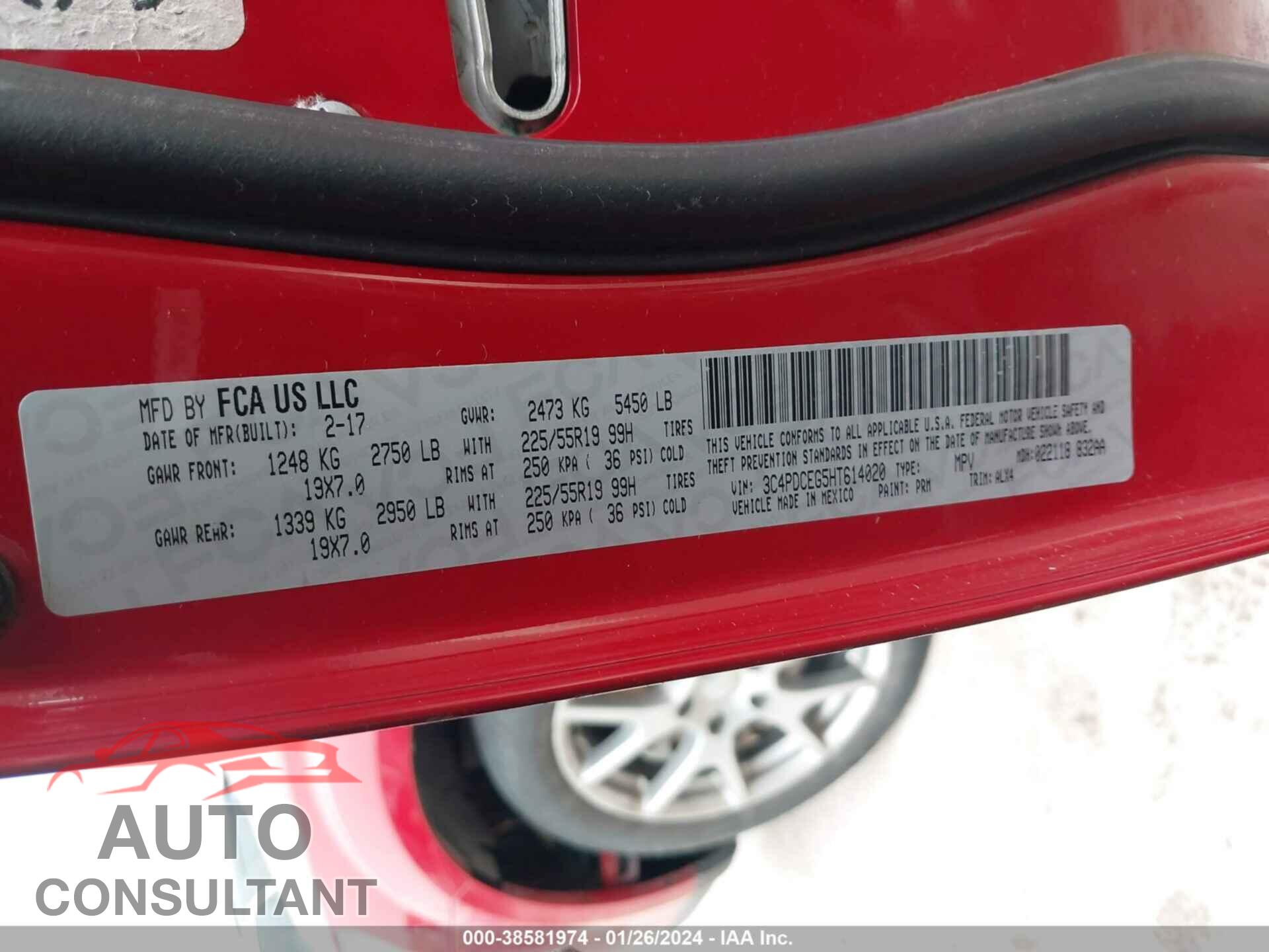 DODGE JOURNEY 2017 - 3C4PDCEG5HT614020