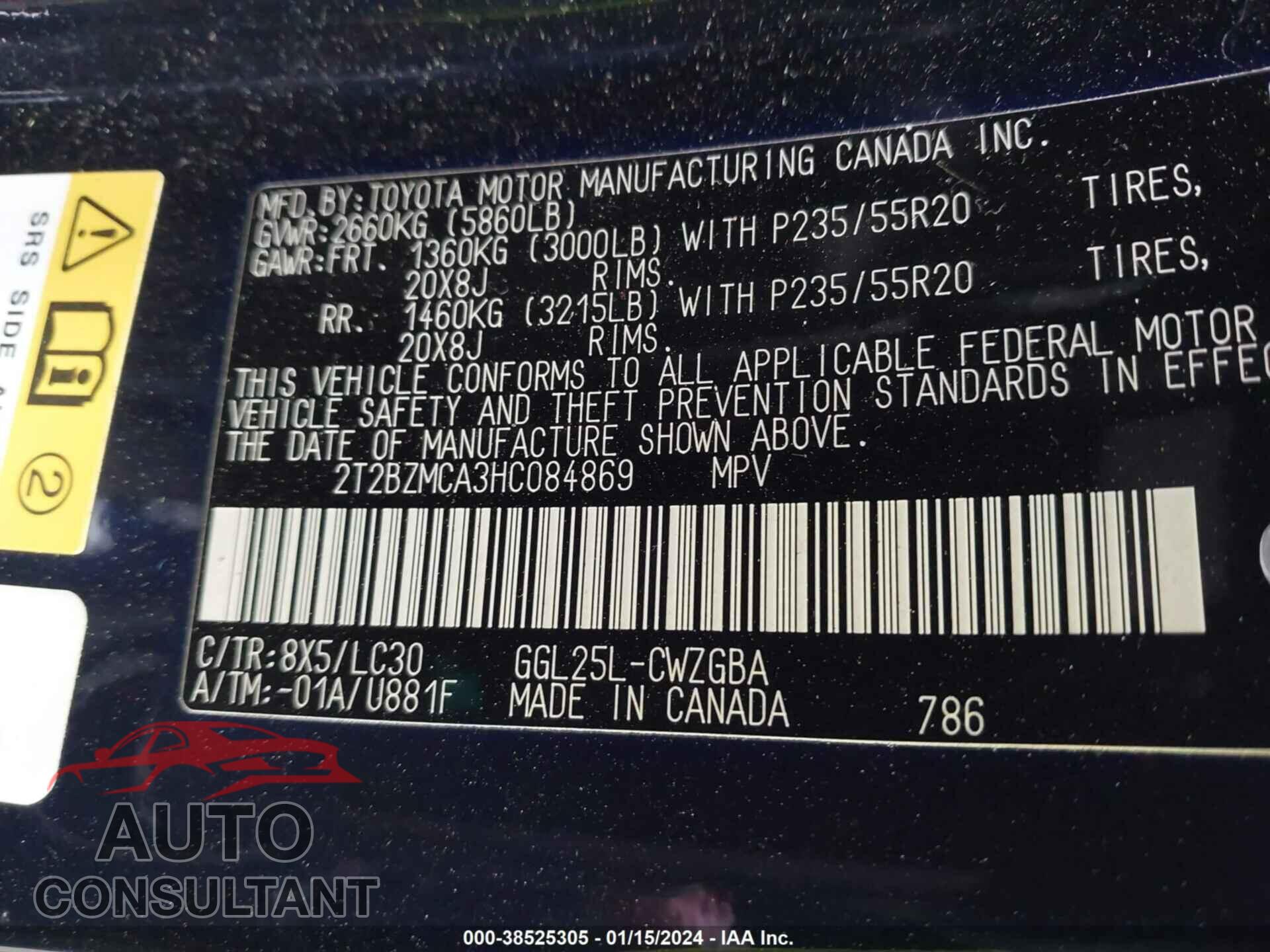 LEXUS RX 2017 - 2T2BZMCA3HC084869