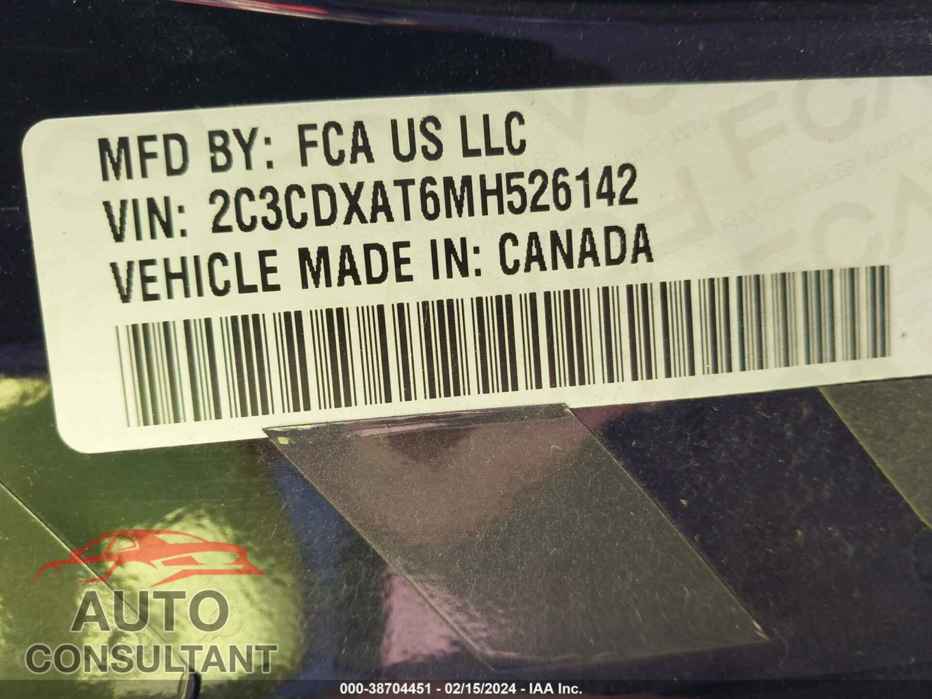 DODGE CHARGER 2021 - 2C3CDXAT6MH526142