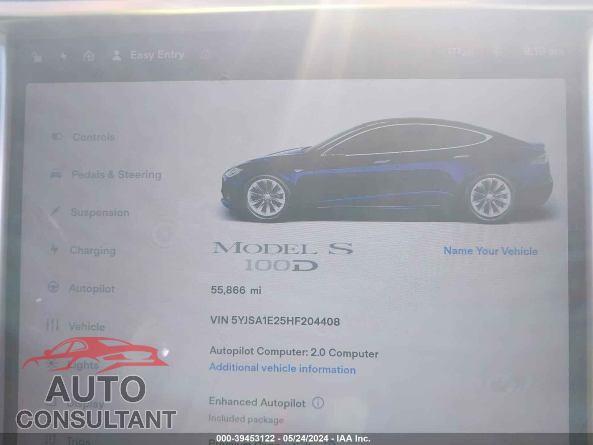 TESLA MODEL S 2017 - 5YJSA1E25HF204408