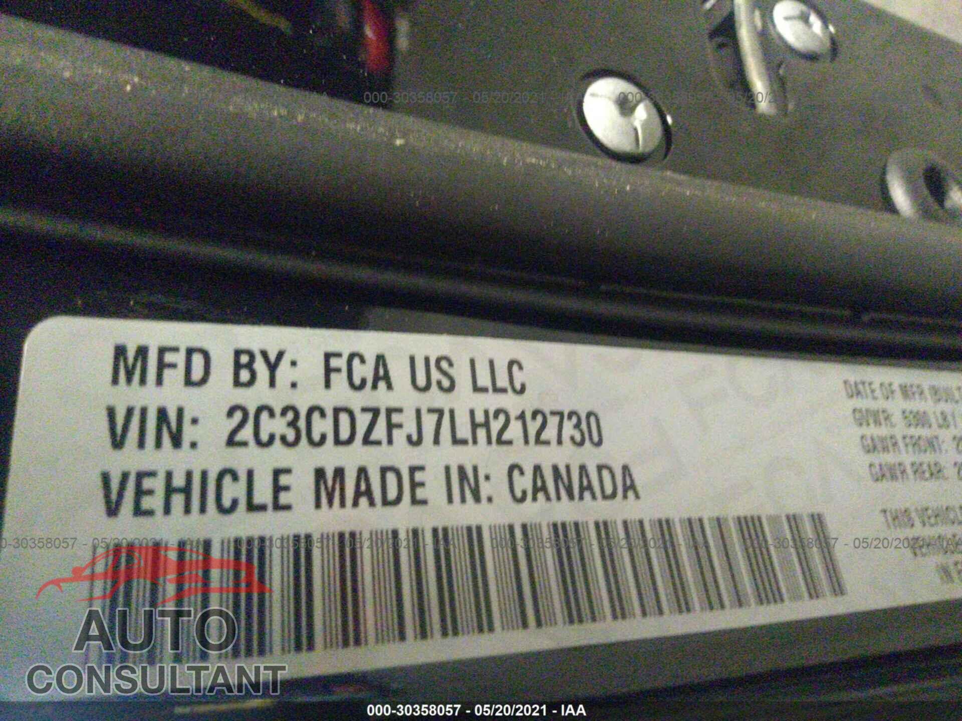 DODGE CHALLENGER 2020 - 2C3CDZFJ7LH212730
