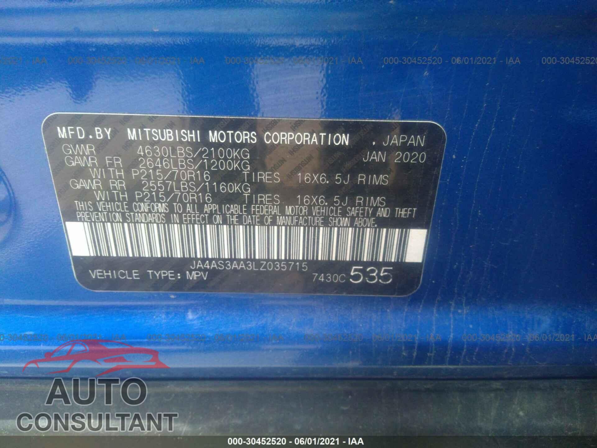 MITSUBISHI ECLIPSE CROSS 2020 - JA4AS3AA3LZ035715
