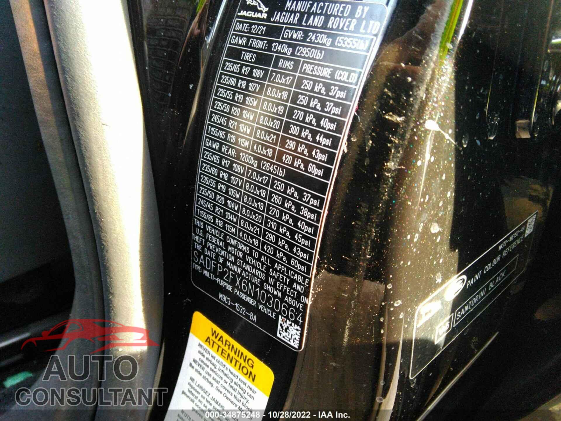 JAGUAR E-PACE 2022 - SADFP2FX6N1030664