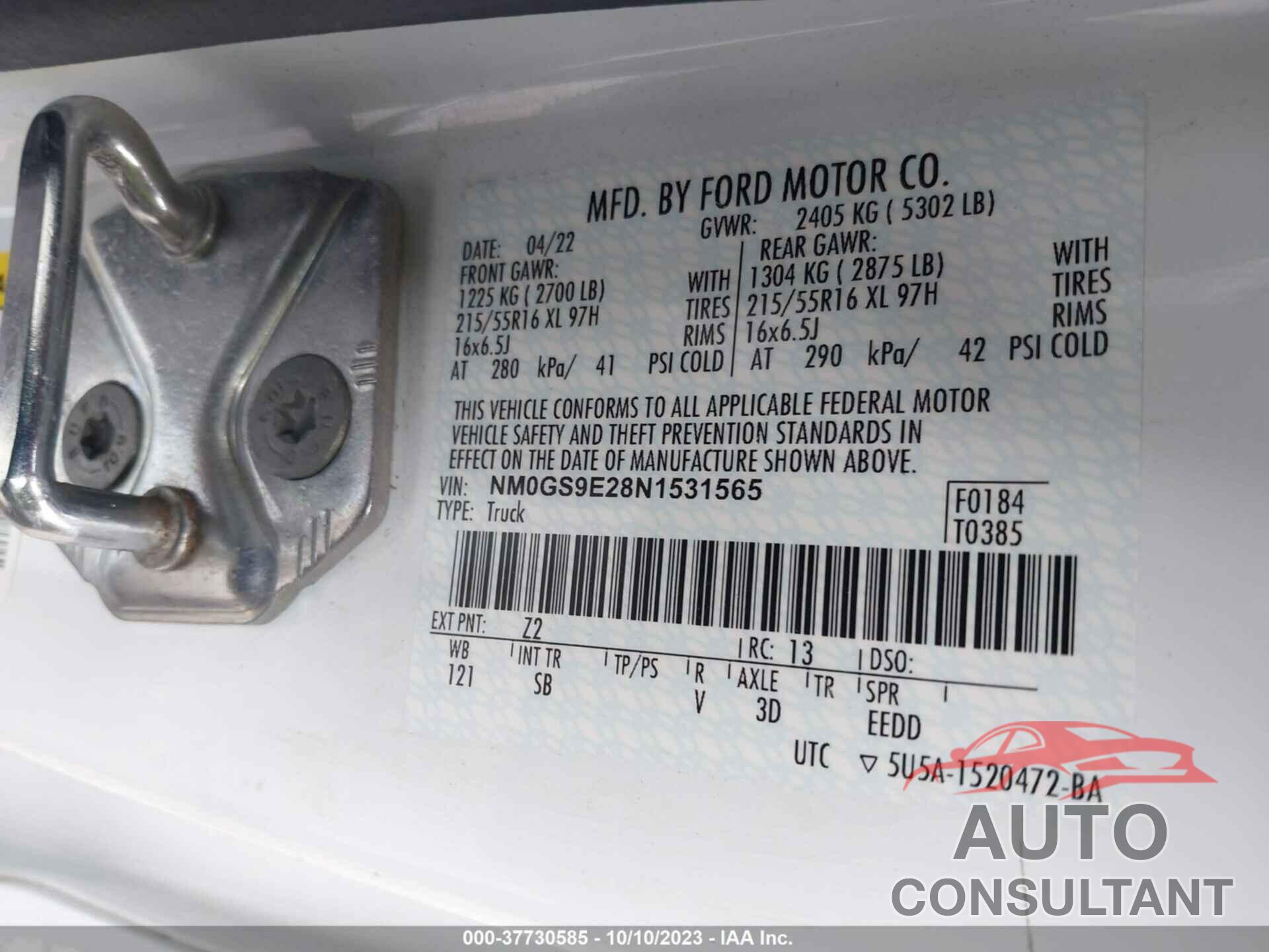 FORD TRANSIT CONNECT 2022 - NM0GS9E28N1531565
