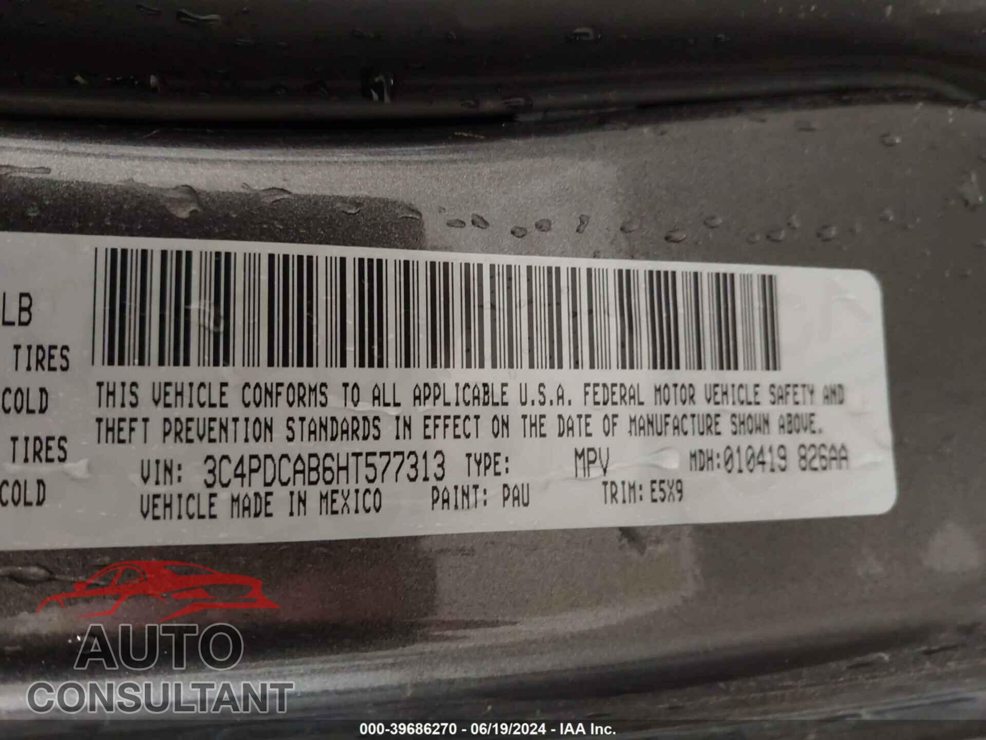 DODGE JOURNEY 2017 - 3C4PDCAB6HT577313