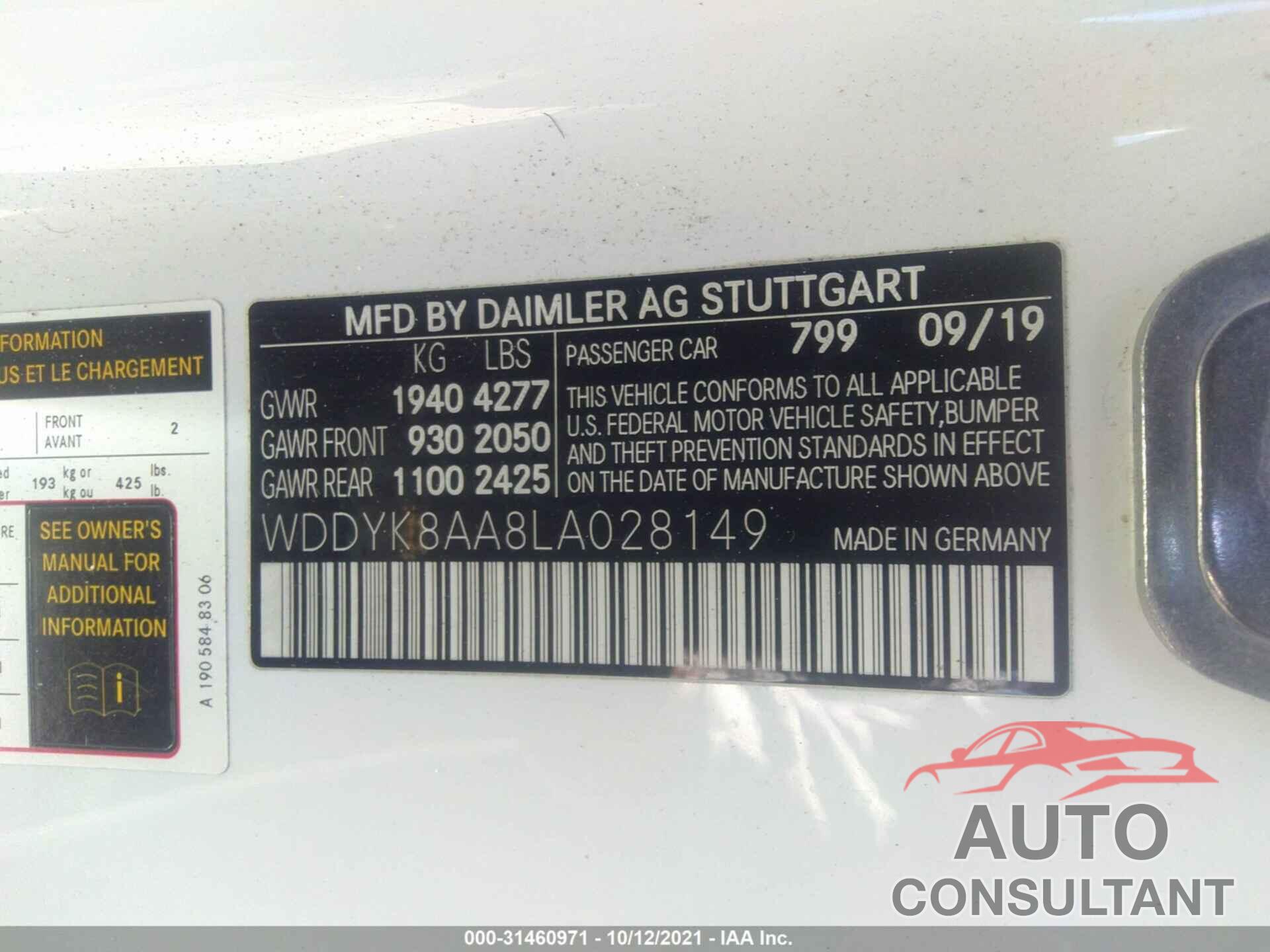 MERCEDES-BENZ AMG GT 2020 - WDDYK8AA8LA028149