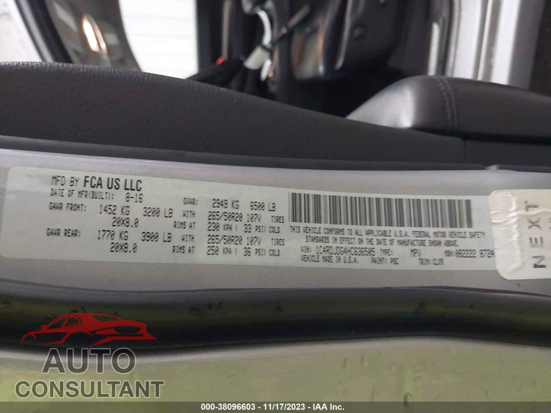 DODGE DURANGO 2017 - 1C4RDJDG4HC636505