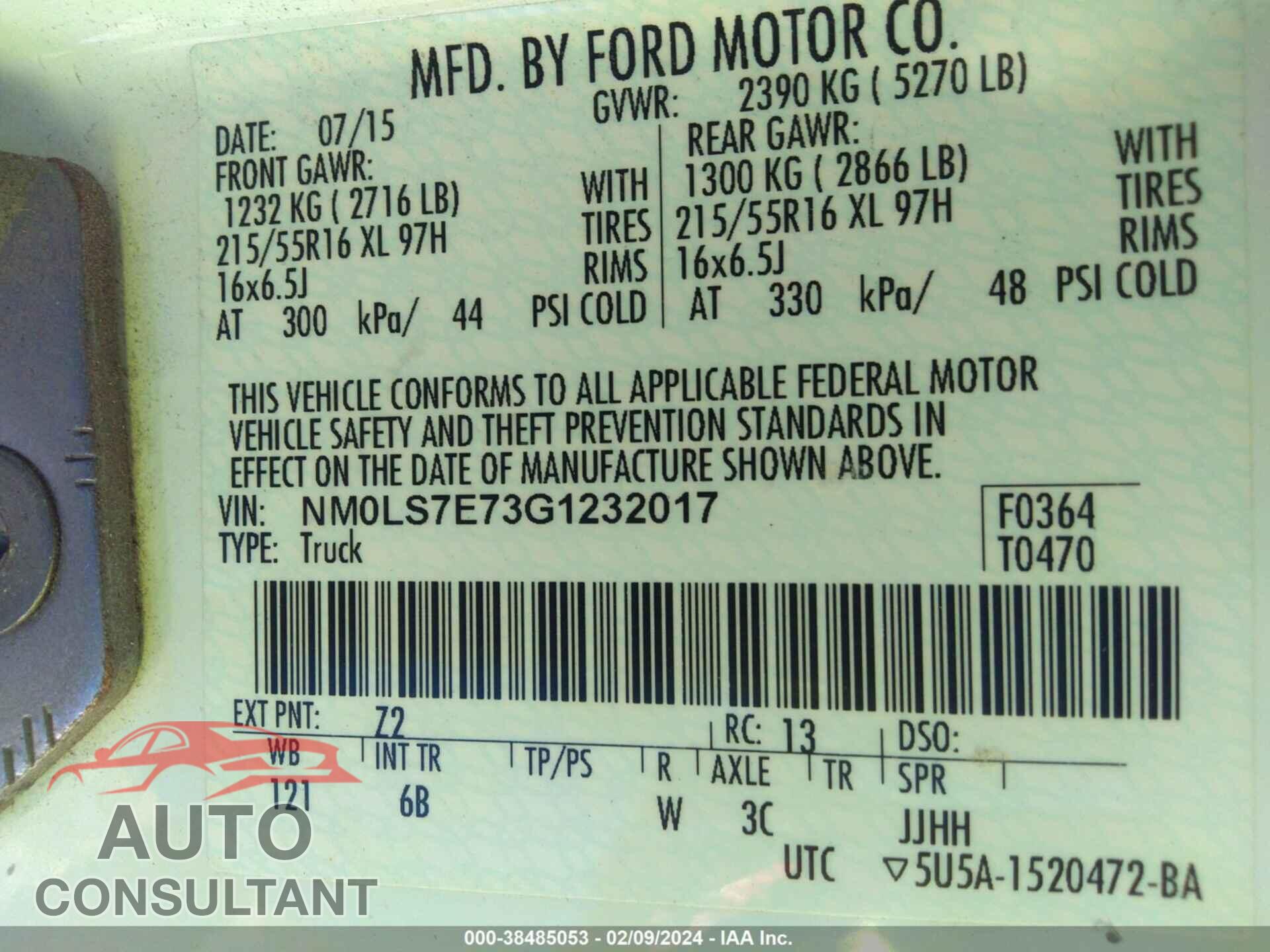 FORD TRANSIT CONNECT 2016 - NM0LS7E73G1232017
