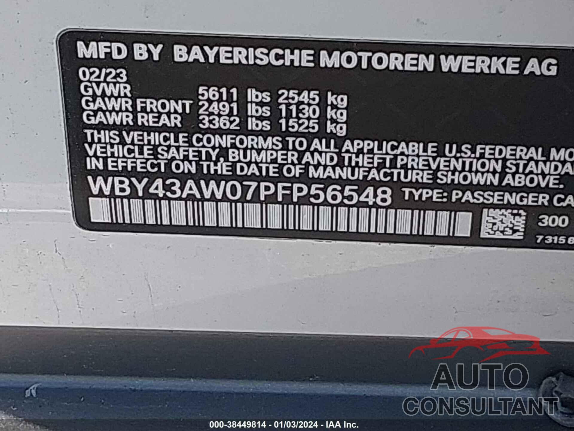 BMW I4 2023 - WBY43AW07PFP56548