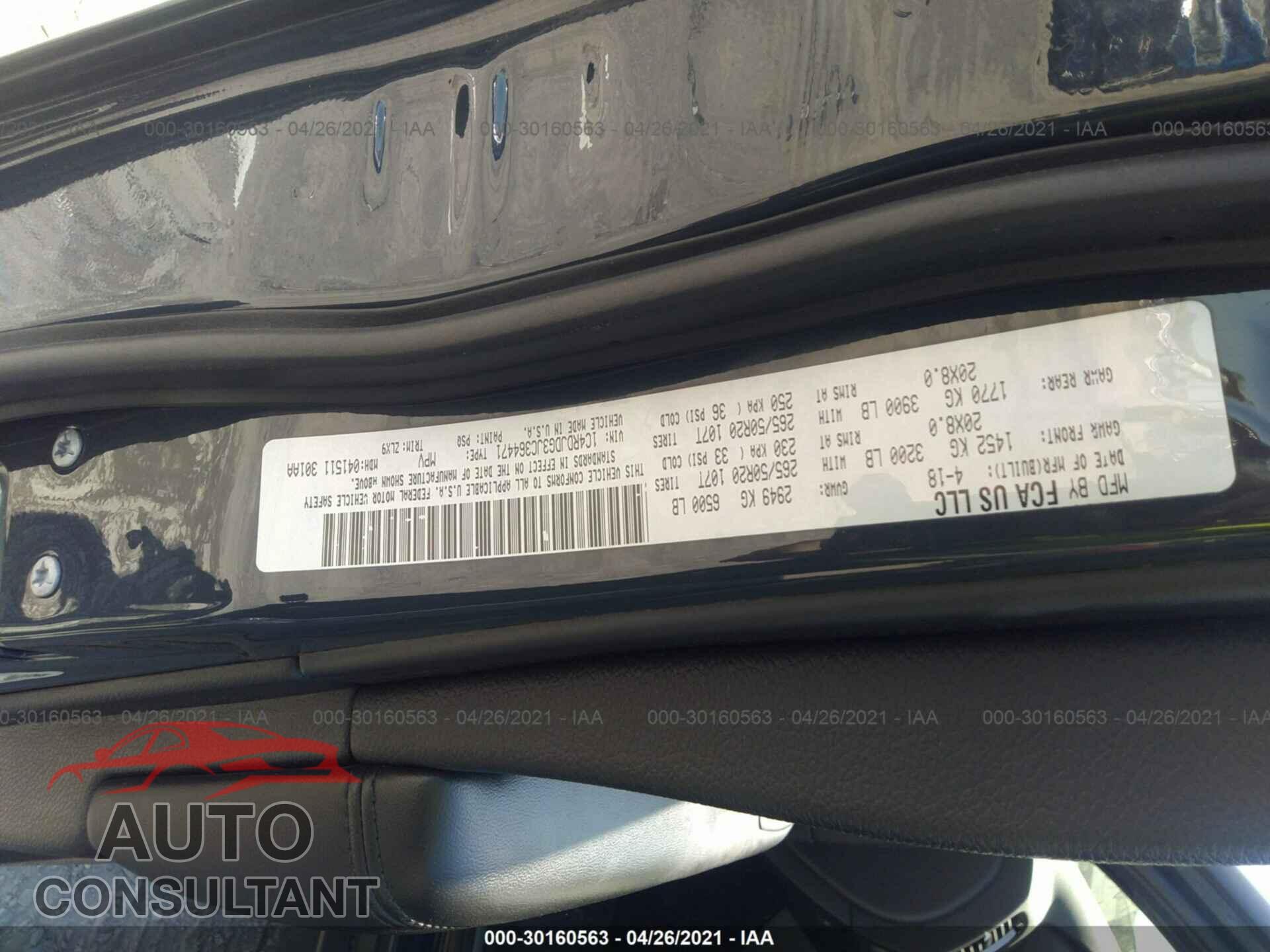 DODGE DURANGO 2018 - 1C4RDJDG3JC364471