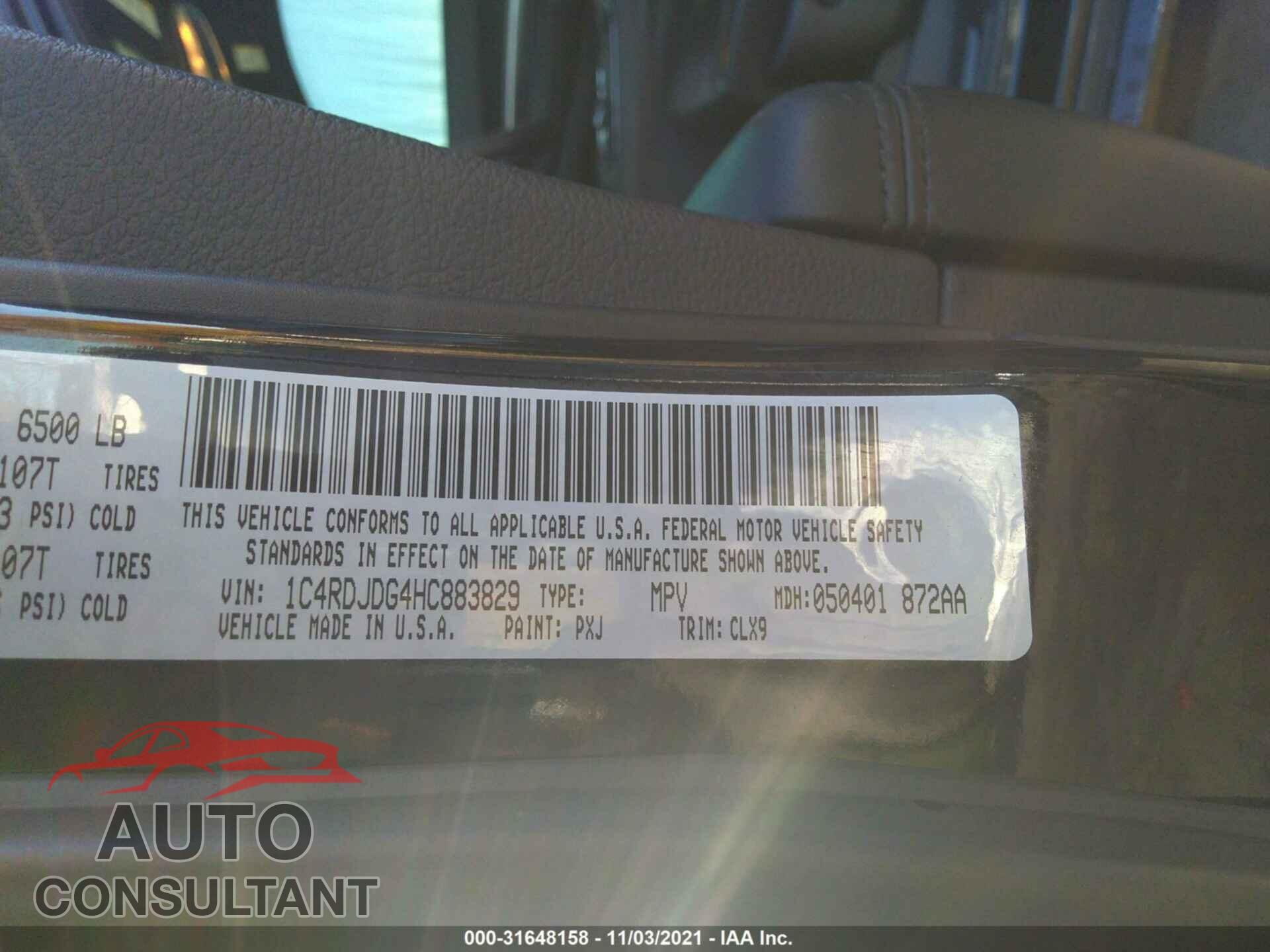 DODGE DURANGO 2017 - 1C4RDJDG4HC883829