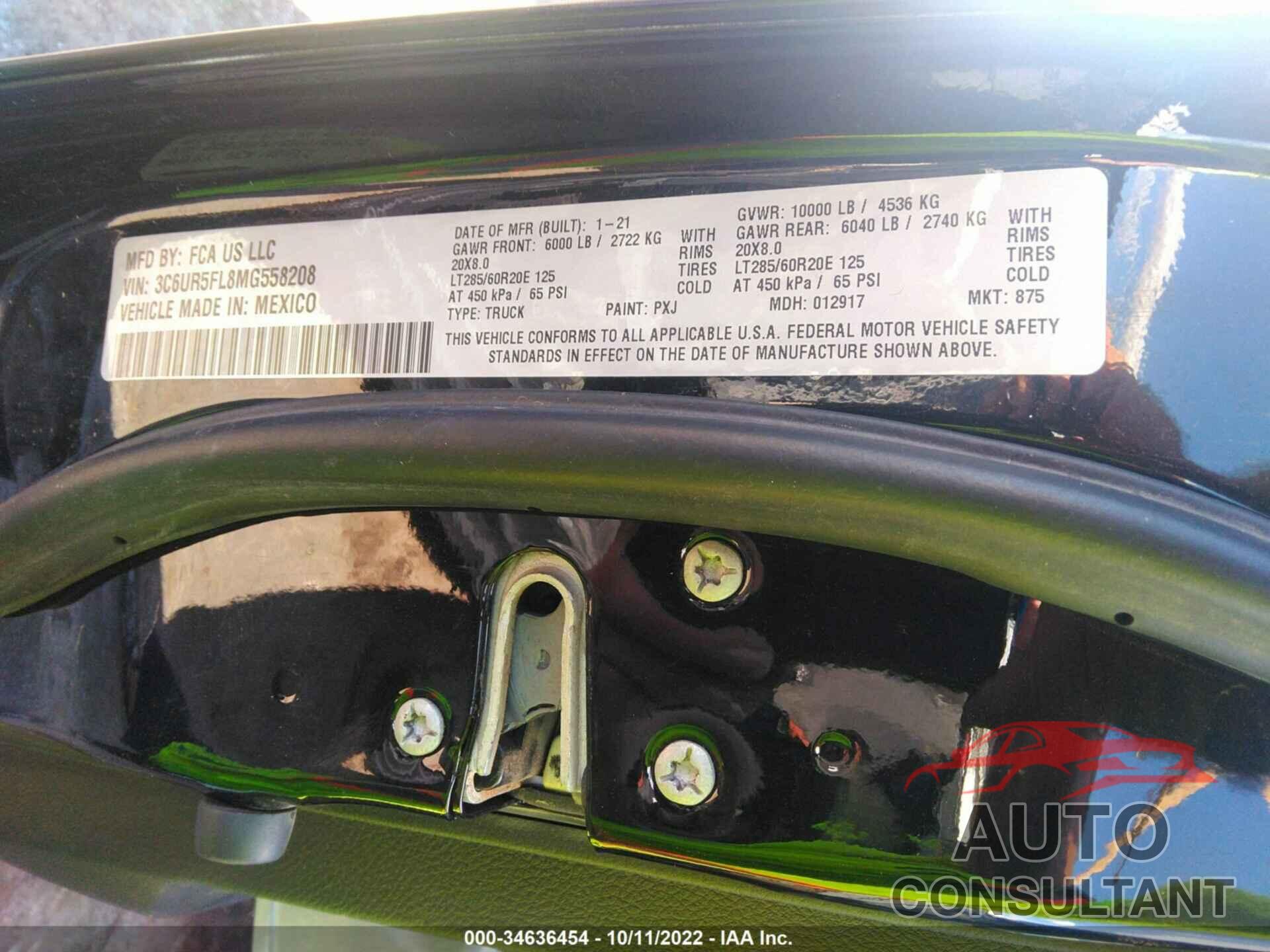 RAM 2500 2021 - 3C6UR5FL8MG558208
