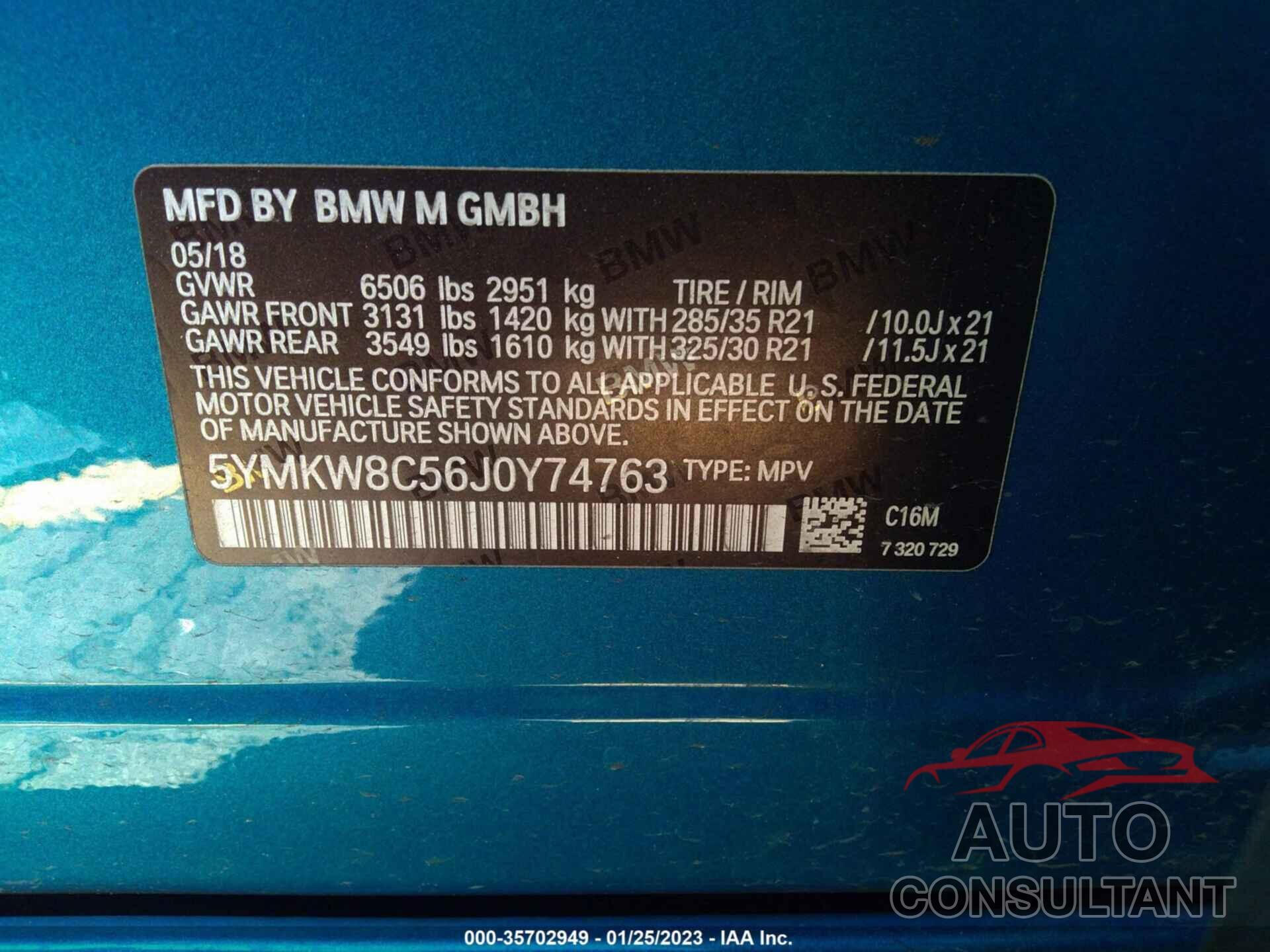 BMW X6 M 2018 - 5YMKW8C56J0Y74763