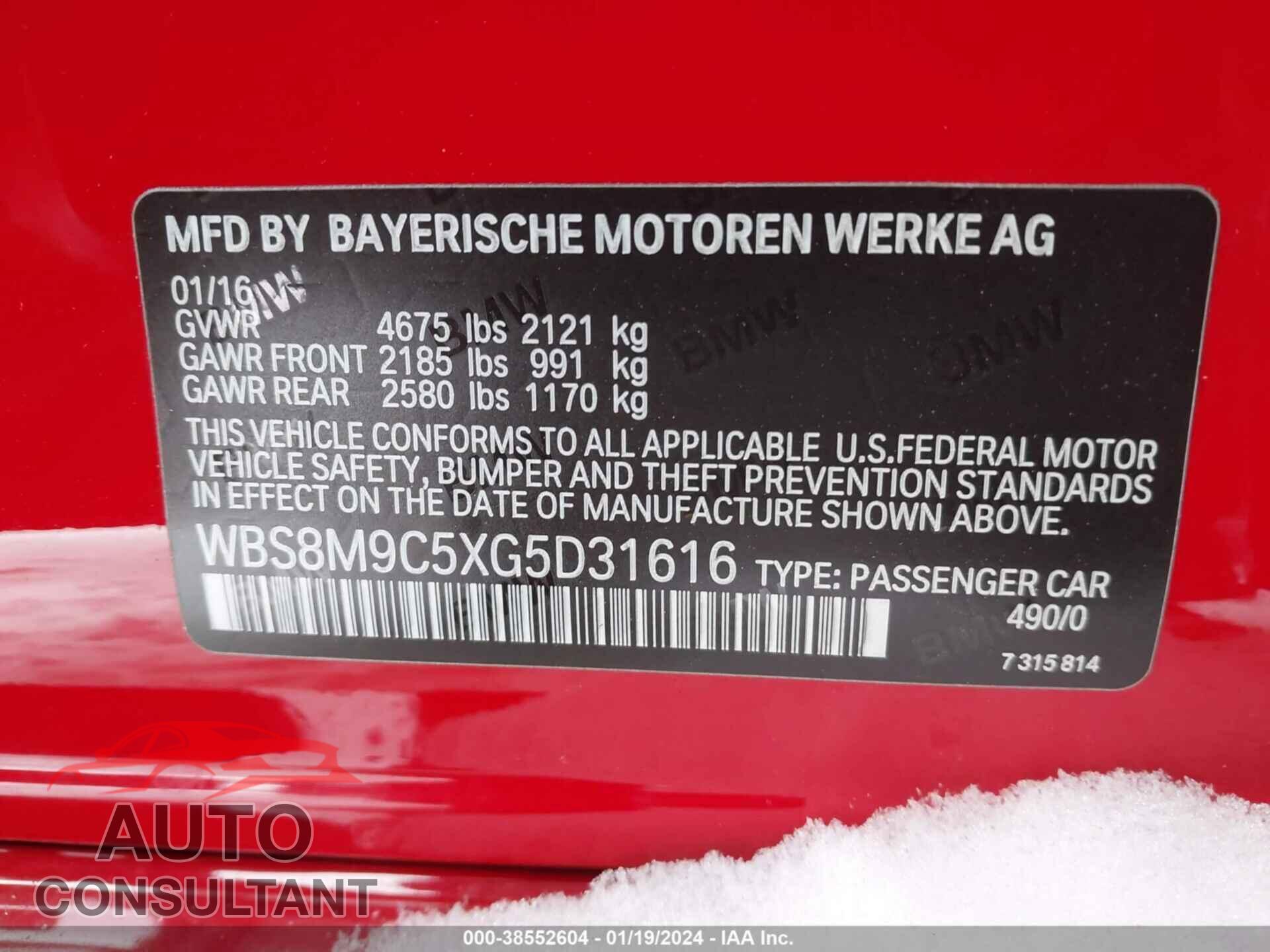BMW M3 2016 - WBS8M9C5XG5D31616