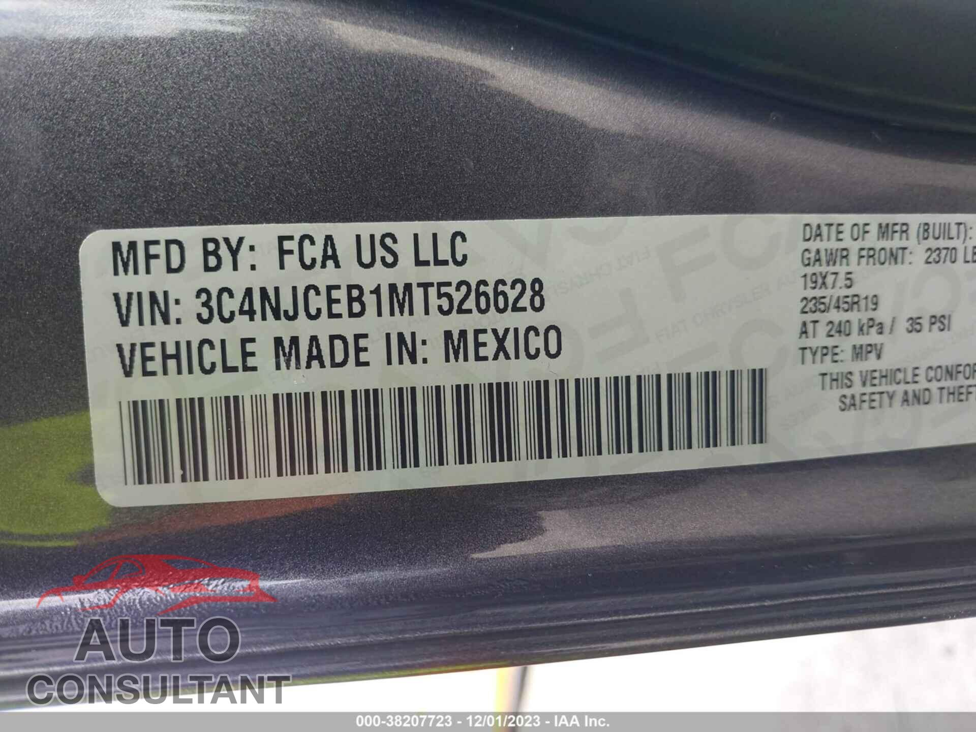 JEEP COMPASS 2021 - 3C4NJCEB1MT526628
