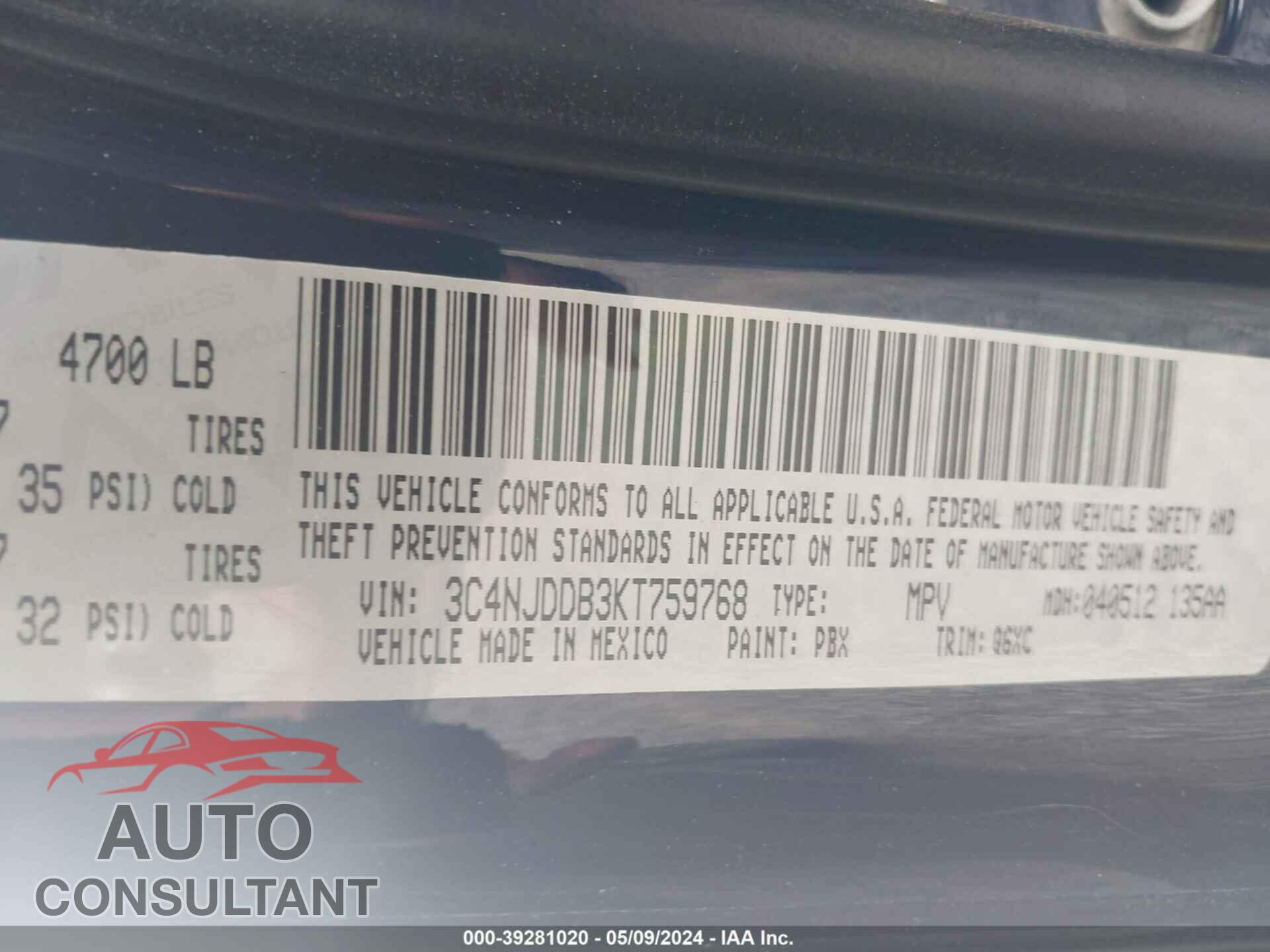 JEEP COMPASS 2019 - 3C4NJDDB3KT759768