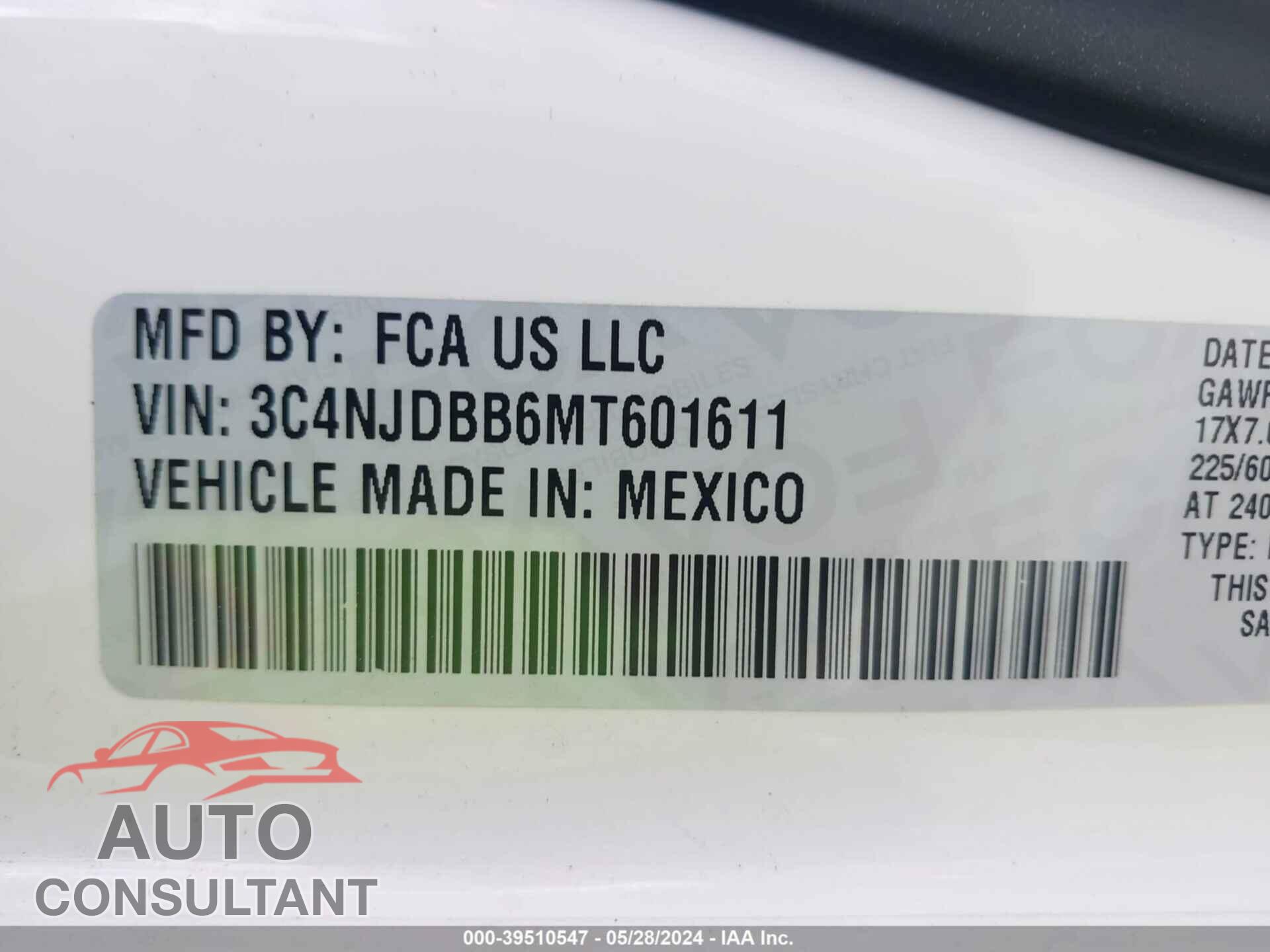 JEEP COMPASS 2021 - 3C4NJDBB6MT601611