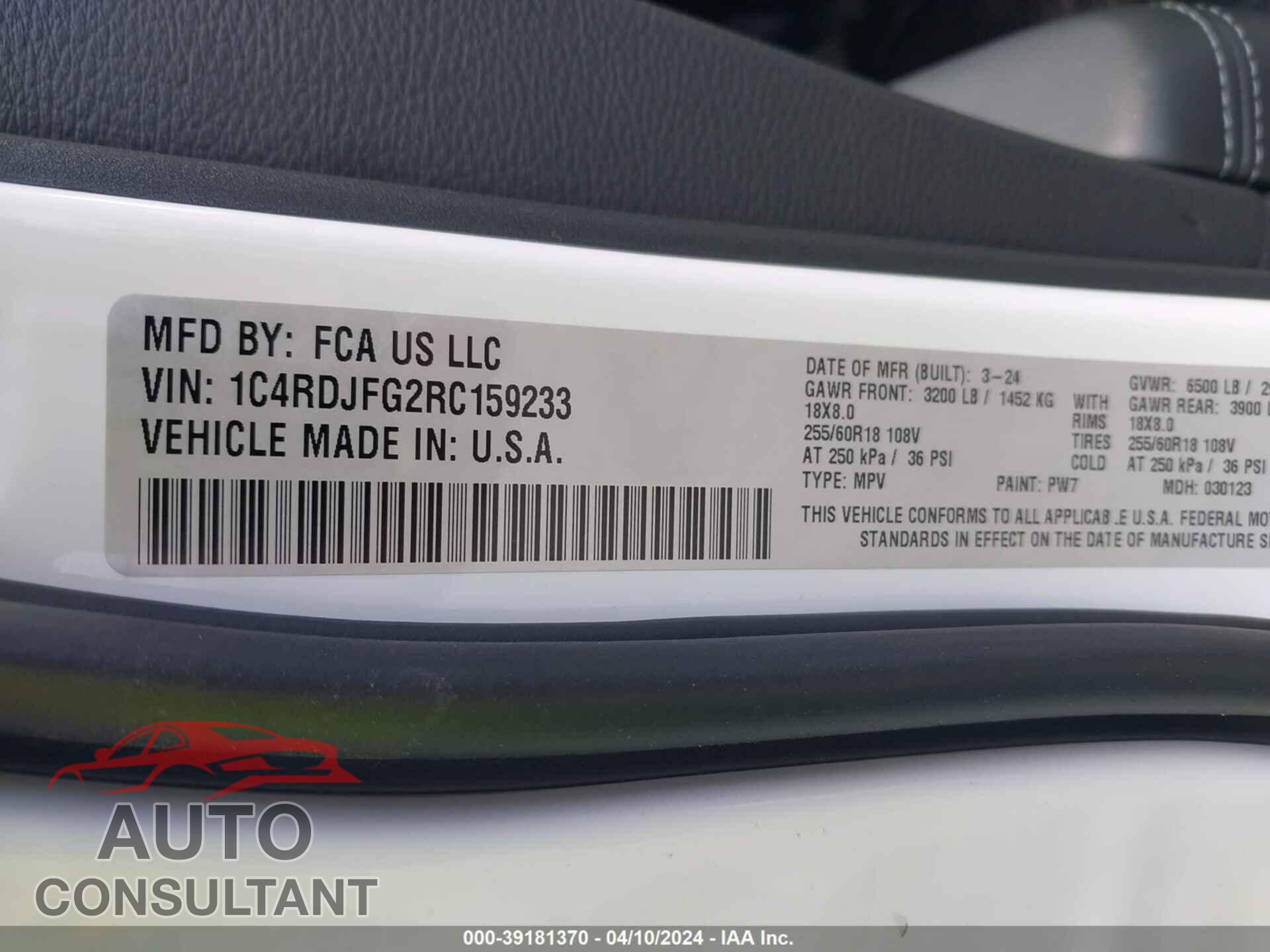 DODGE DURANGO 2024 - 1C4RDJFG2RC159233