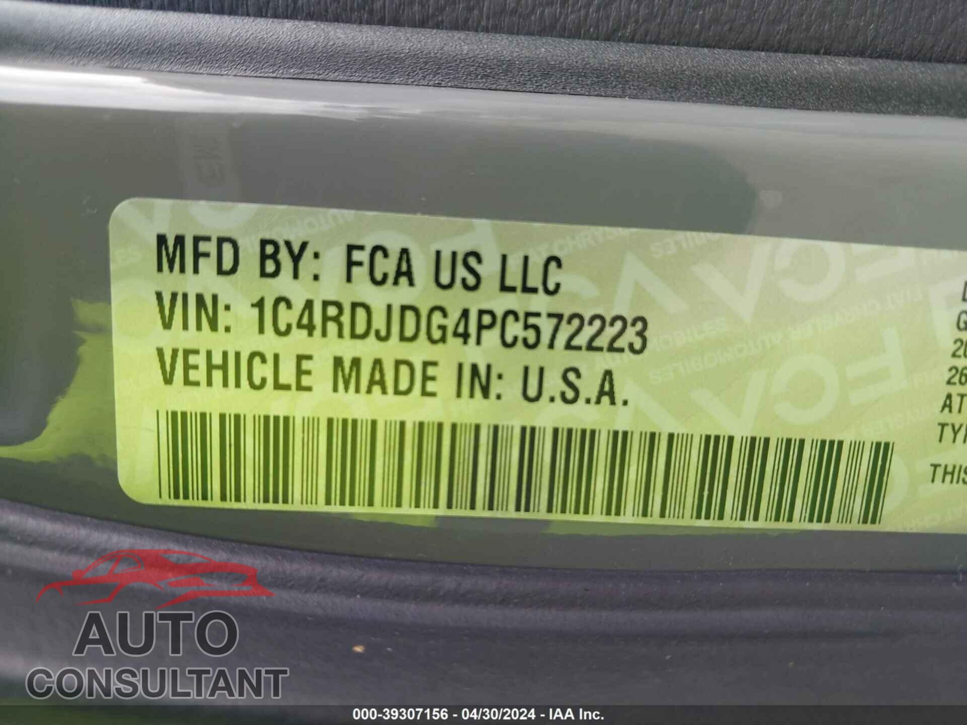 DODGE DURANGO 2023 - 1C4RDJDG4PC572223