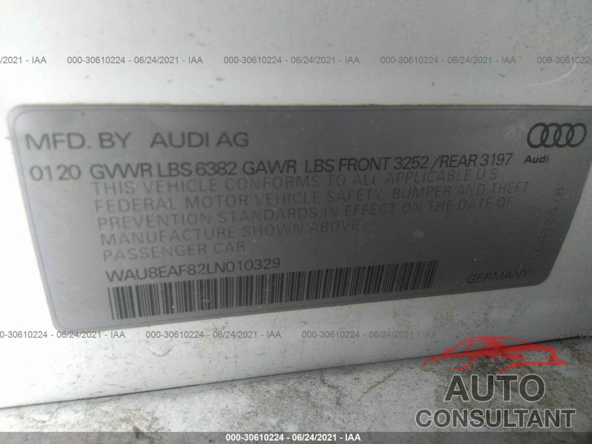 AUDI A8 L 2020 - WAU8EAF82LN010329