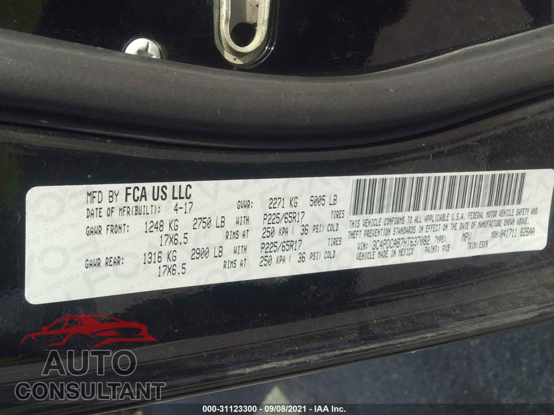 DODGE JOURNEY 2017 - 3C4PDCAB7HT637082