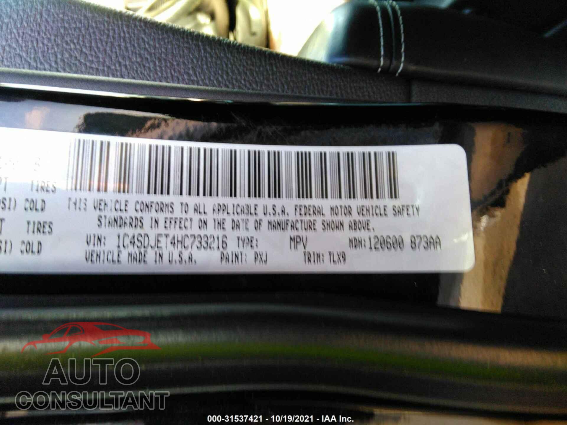 DODGE DURANGO 2017 - 1C4SDJET4HC733216