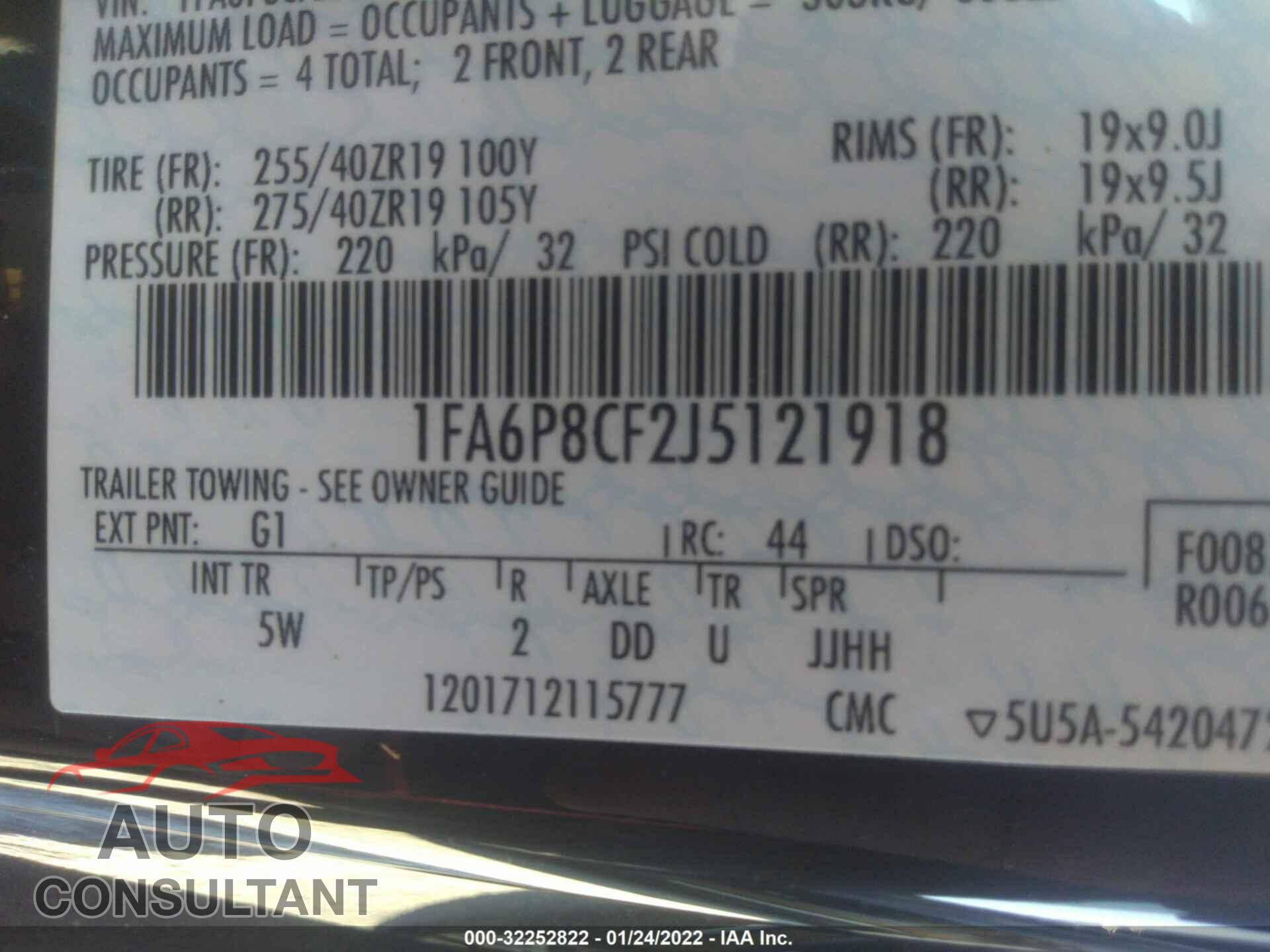 FORD MUSTANG 2018 - 1FA6P8CF2J5121918