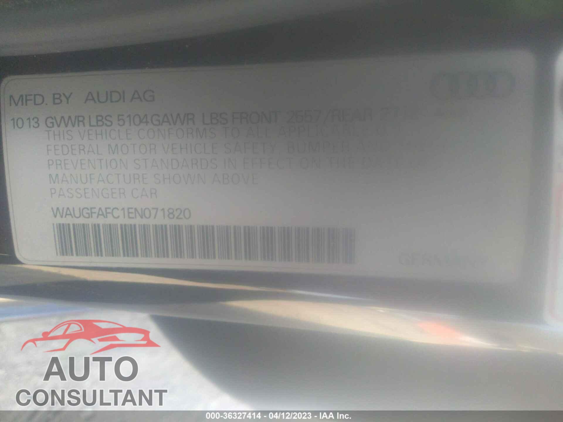 AUDI A6 2014 - WAUGFAFC1EN071820
